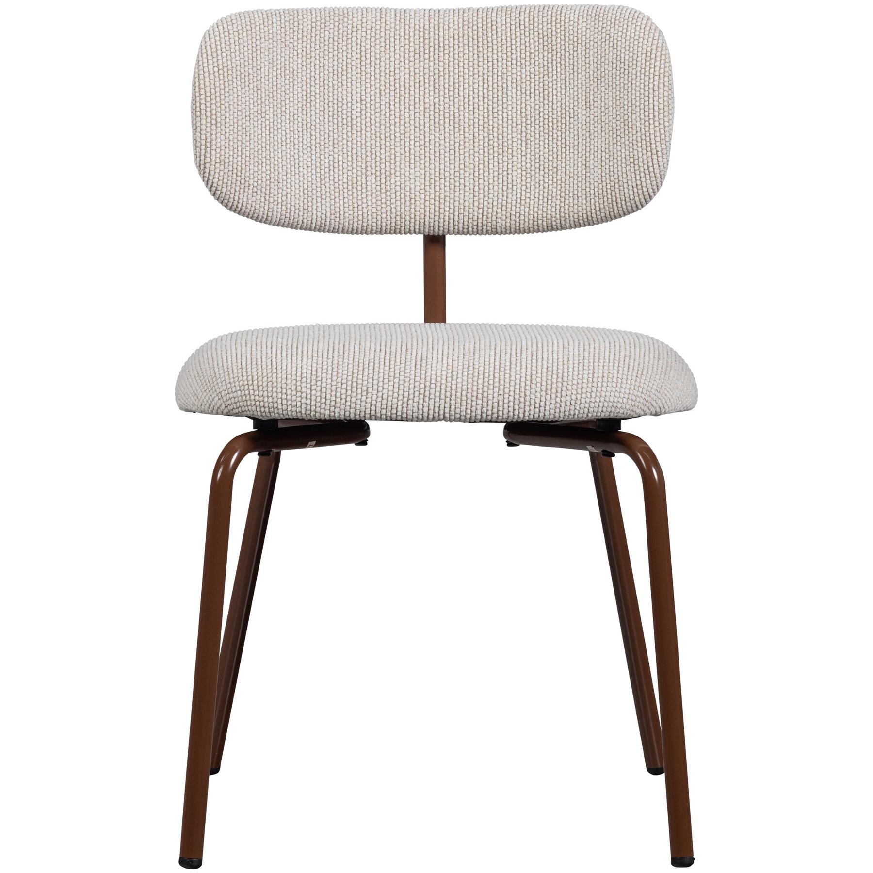 WOOOD Travis Eetkamerstoelen - Polyester - Off White - Set van 2