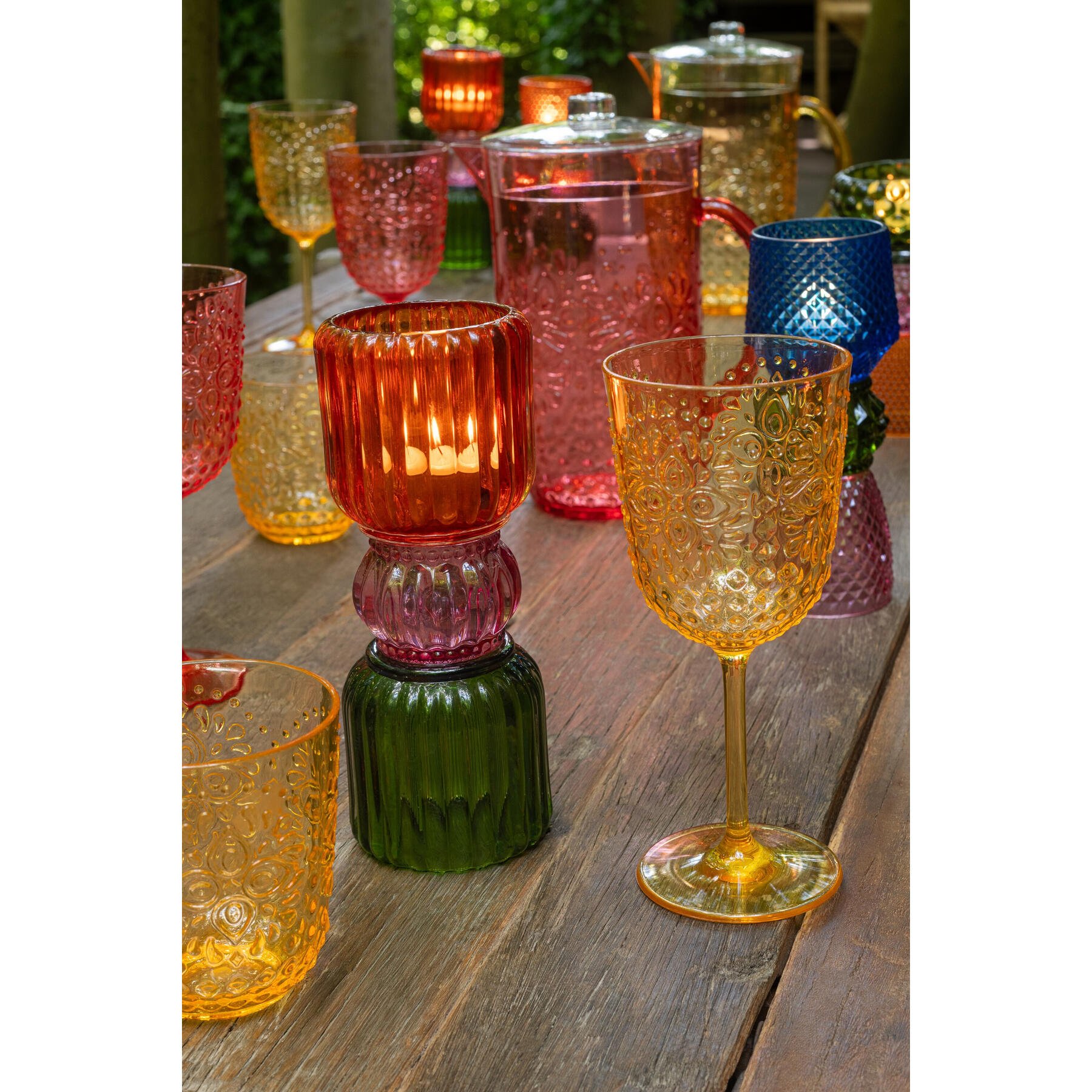 J-Line wijnglas - kusntstof - geel - doos van 6