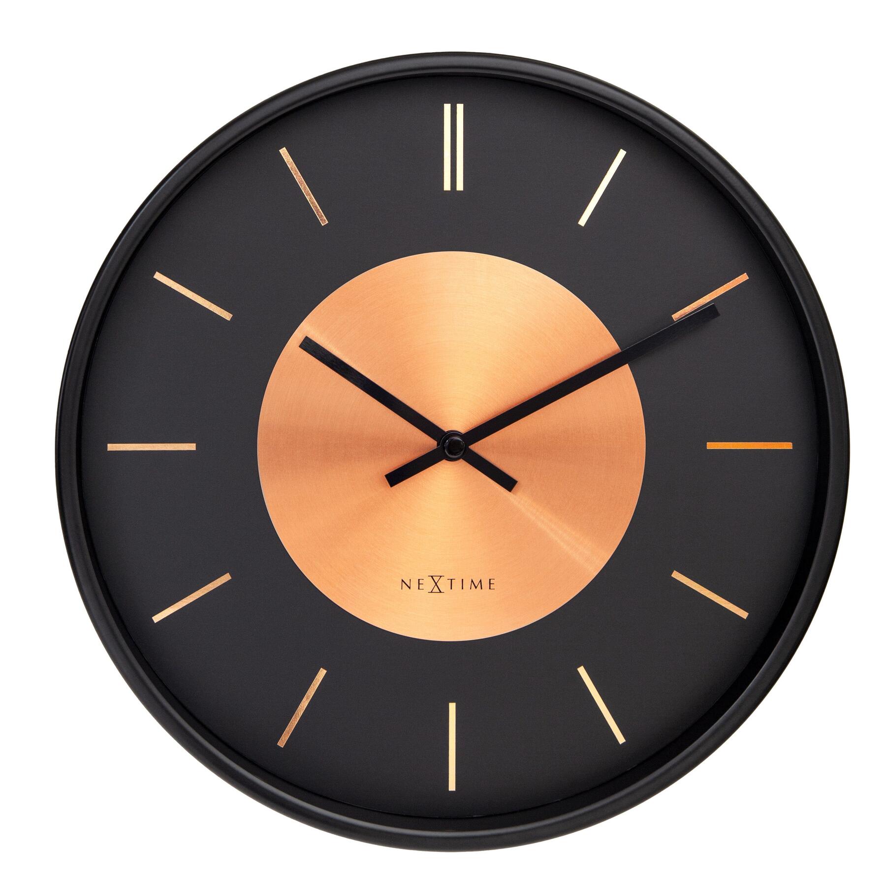 NeXtime - Wandklok 25cm - Stil - Zwart|Koper - Metaal - NeXtime Retro  kopen? Shop bij fonQ!