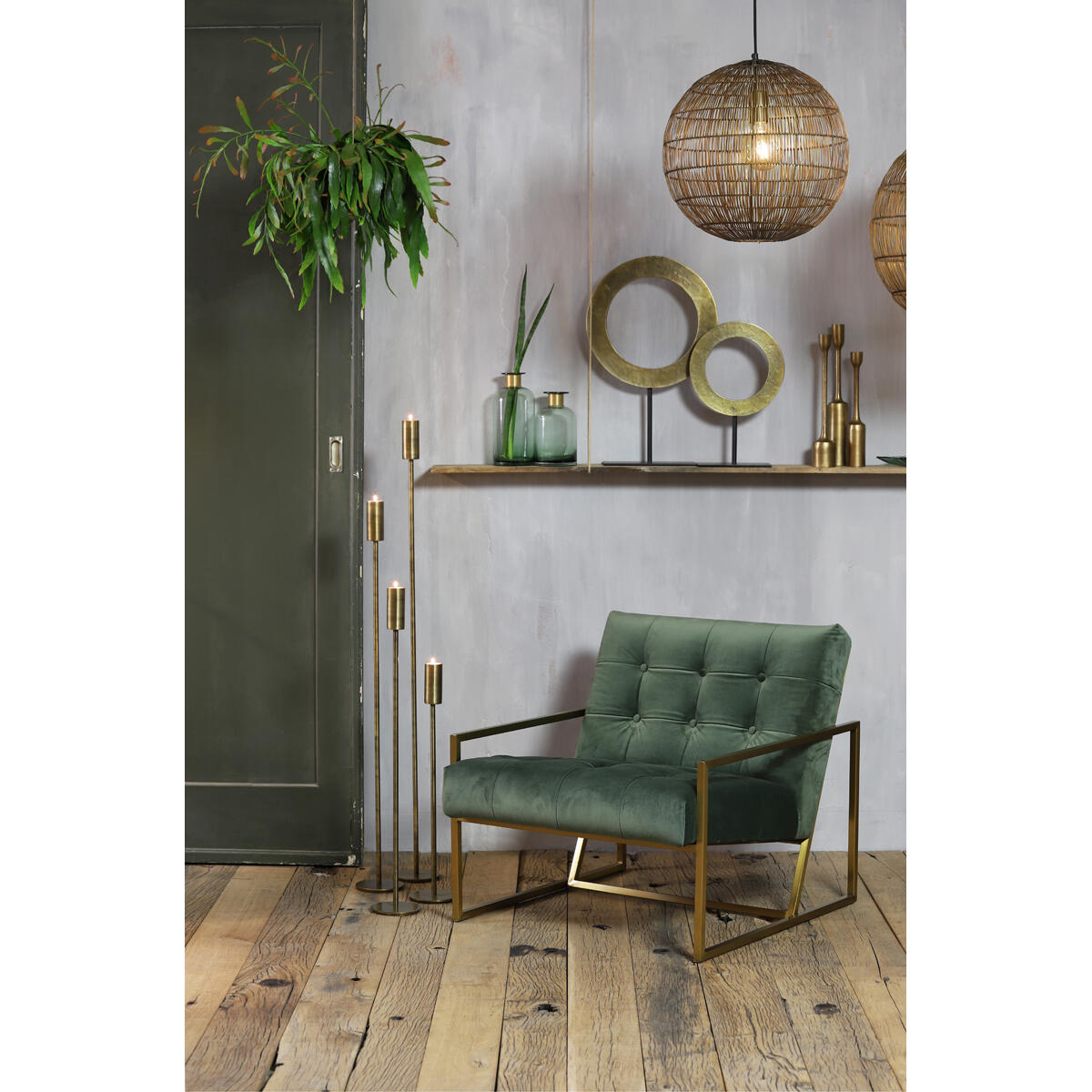 Light & Living - Stoel GENEVE - 81x71x70cm - Groen