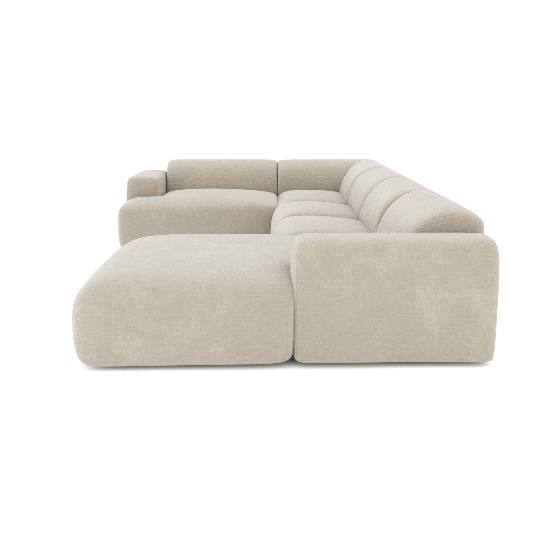 Panorama bank, recht, fluweel met beige patroon