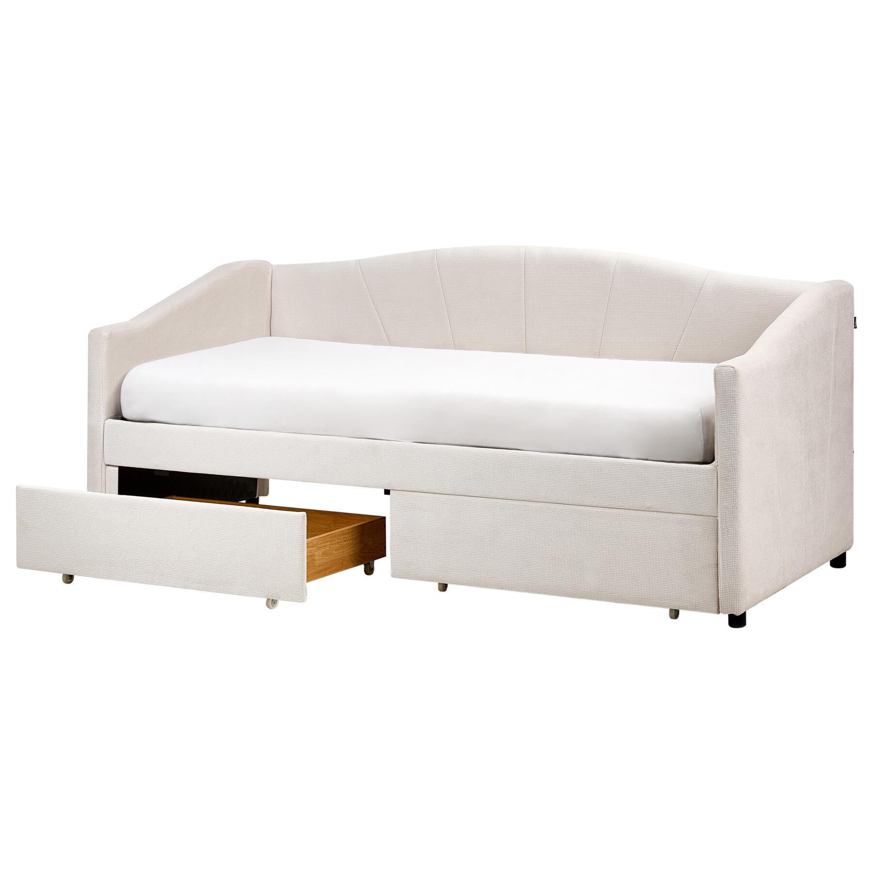 Beliani - VITTEL - Bed met opberger - Lichtbeige - Polyester