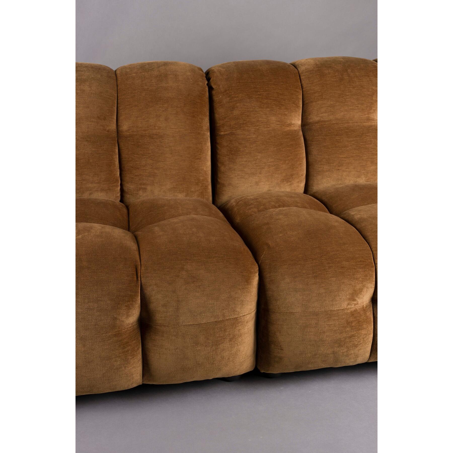 Dutchbone Hackman 4,5-zitsbank Velours Cognac Bruin