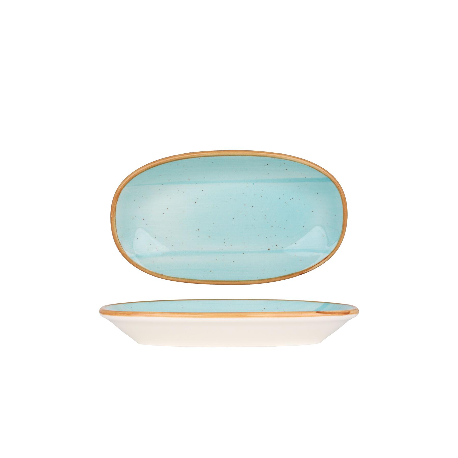 Bonna Serveerschaal - Aqua - Porselein - 19x11 cm - set van 2
