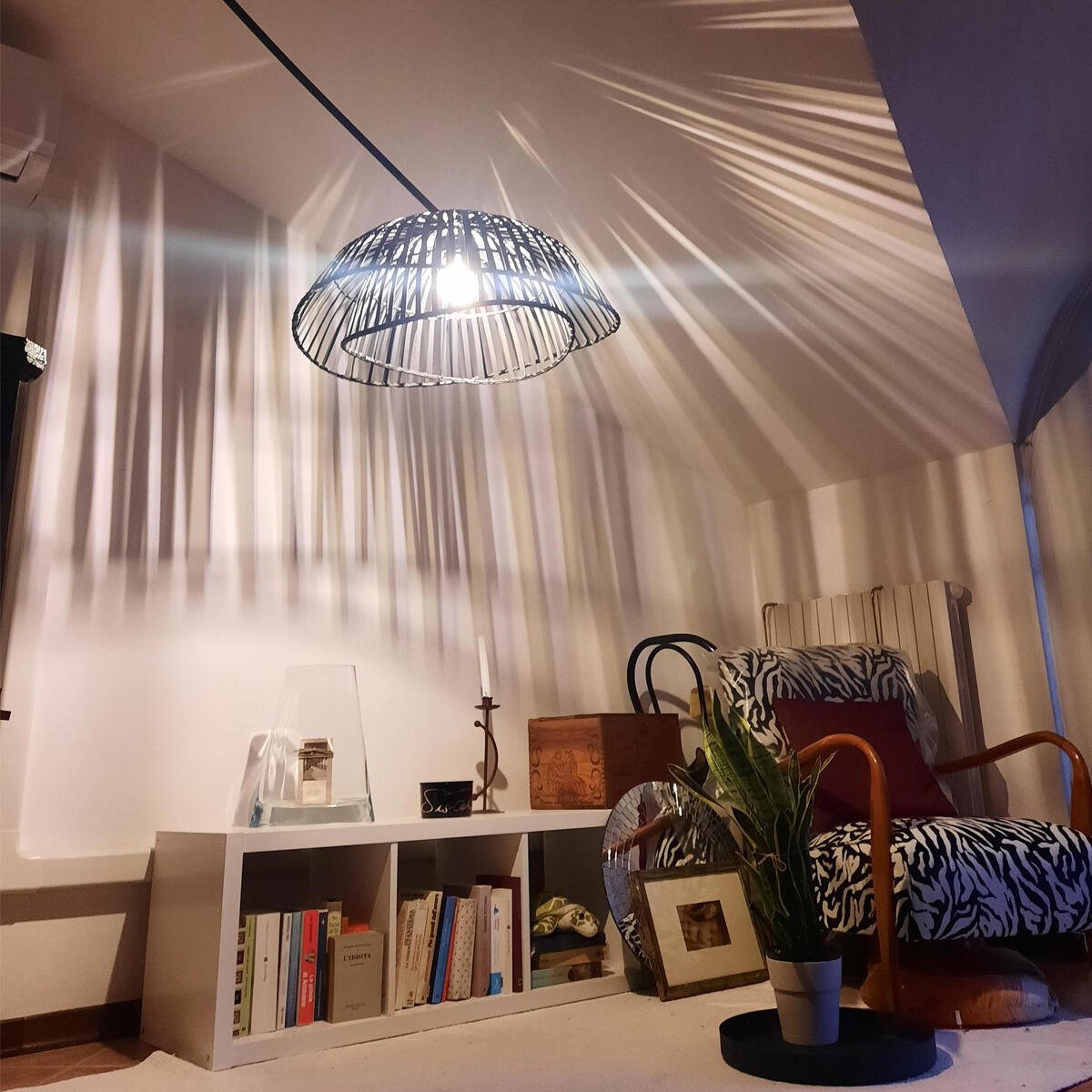 QAZQA Oosterse booglamp met kap zwart bamboe - Pua