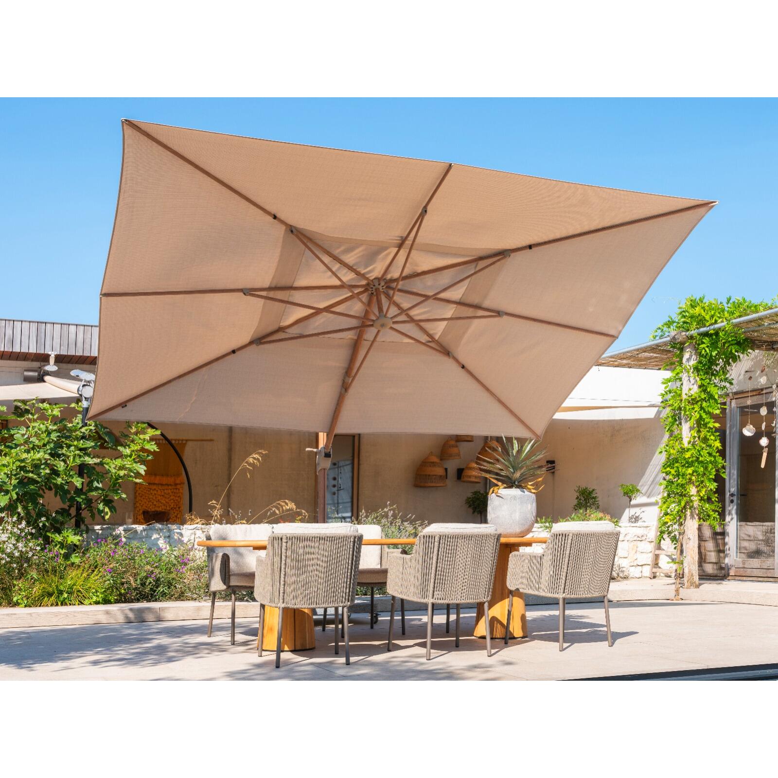 4-Seasons Hacienda zweefparasol 300 x 400 cm. - Woodlook|Sand