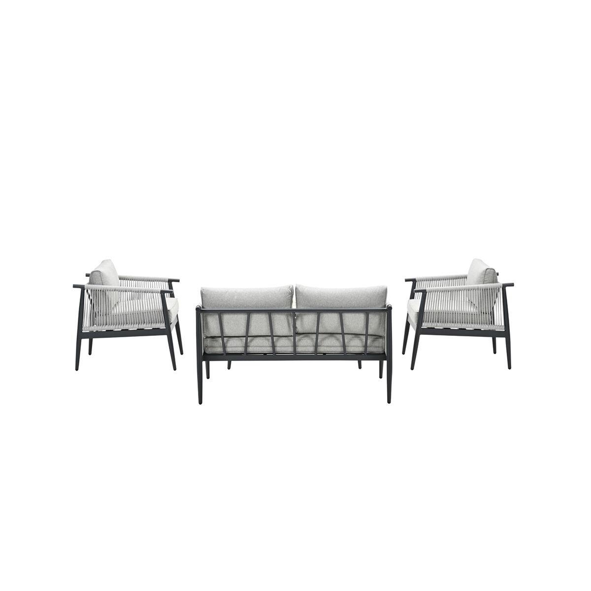 Aloha loungeset - 4-delig - carbon black - zand - light teak Vironwood