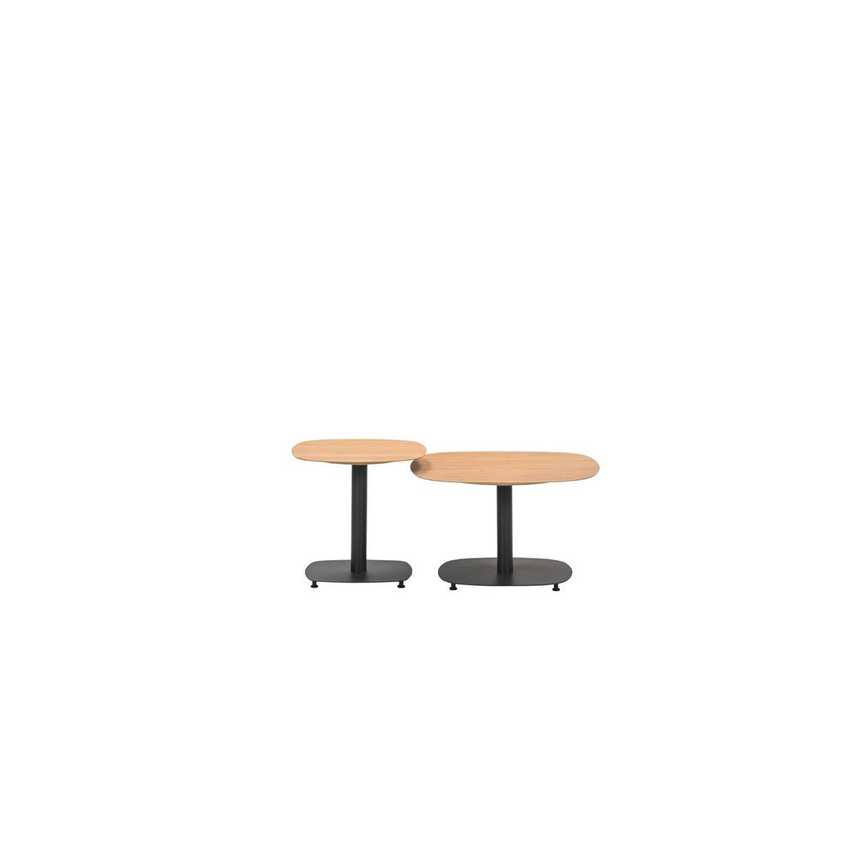 Leon bijzettafel -  aluminium - carbon black -light teak look-50x50 cm