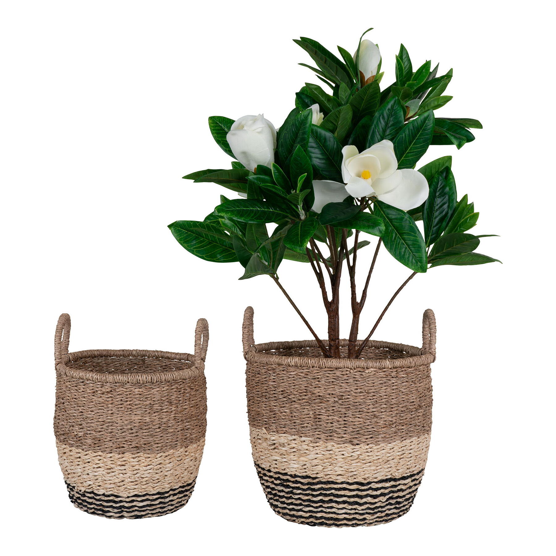 Lima Baskets - Baskets, seagrass, nature|brown|black set of 2