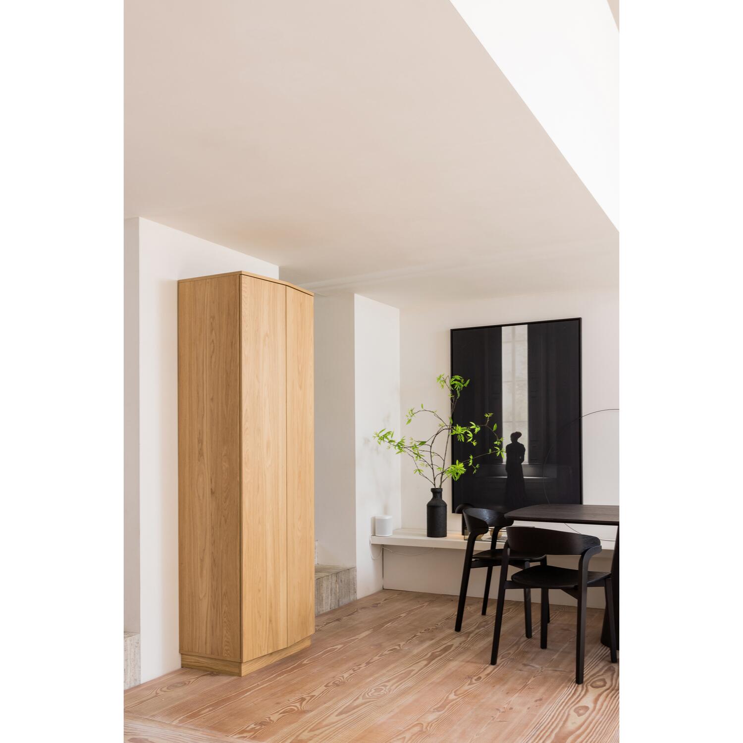 WOOOD Zuma Hoge Kast - Push-To-Open - Eiken - Transparant - 210x67x46