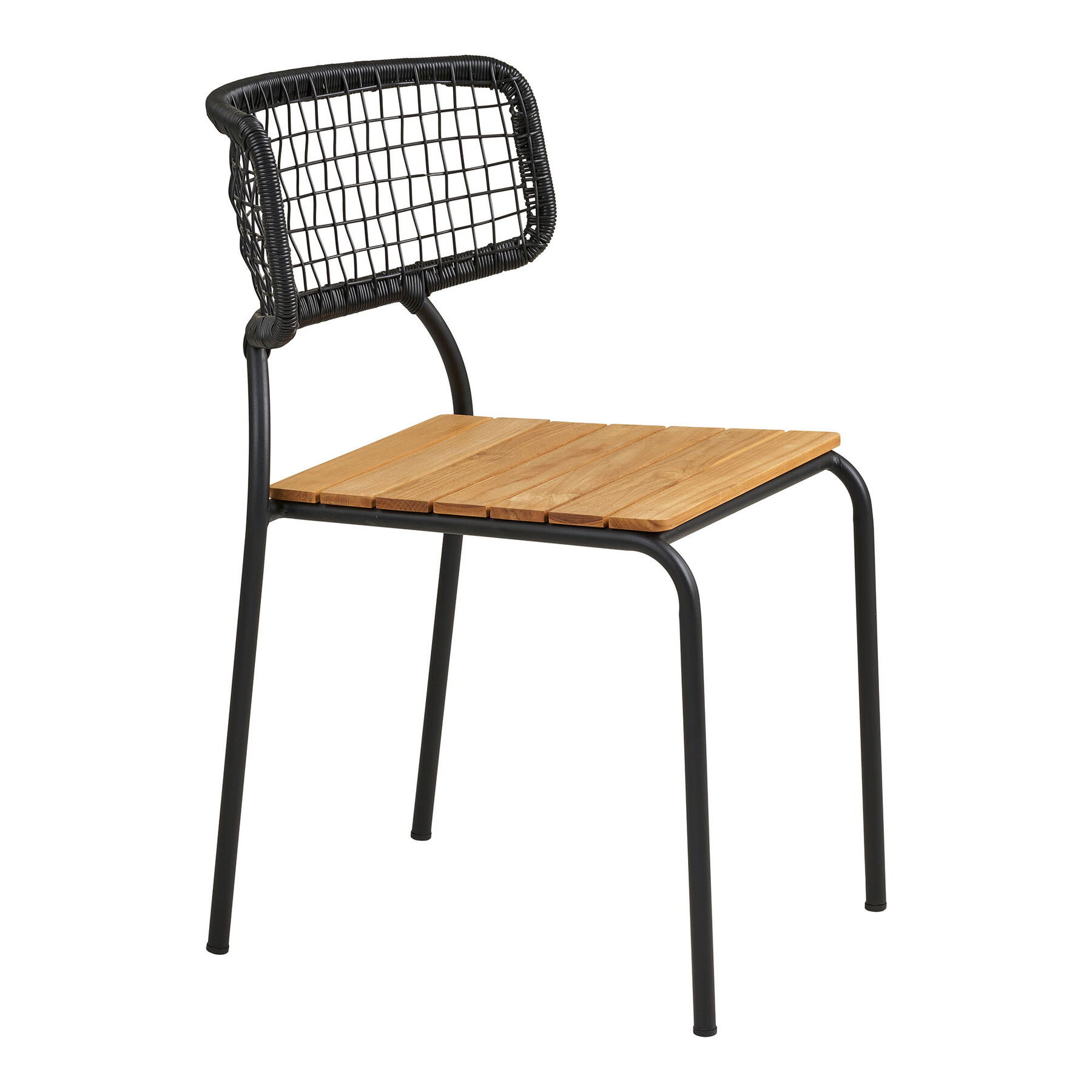 House Nordic Nashville Eetkmaerstoel Zwart|Teak set van 4