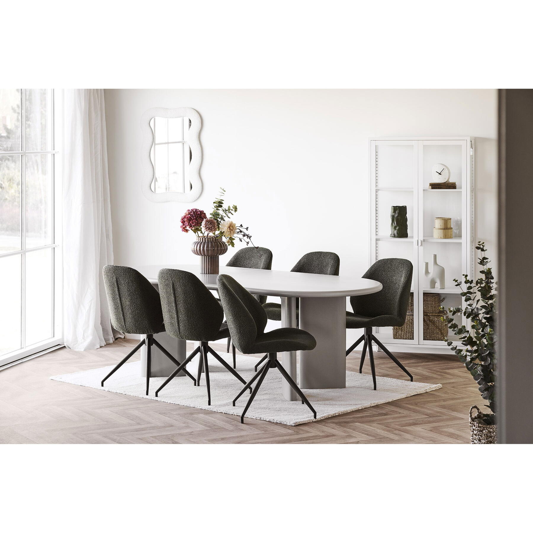 House Nordic Monte Carlo Groen Bouclé Draaistoel set van 2