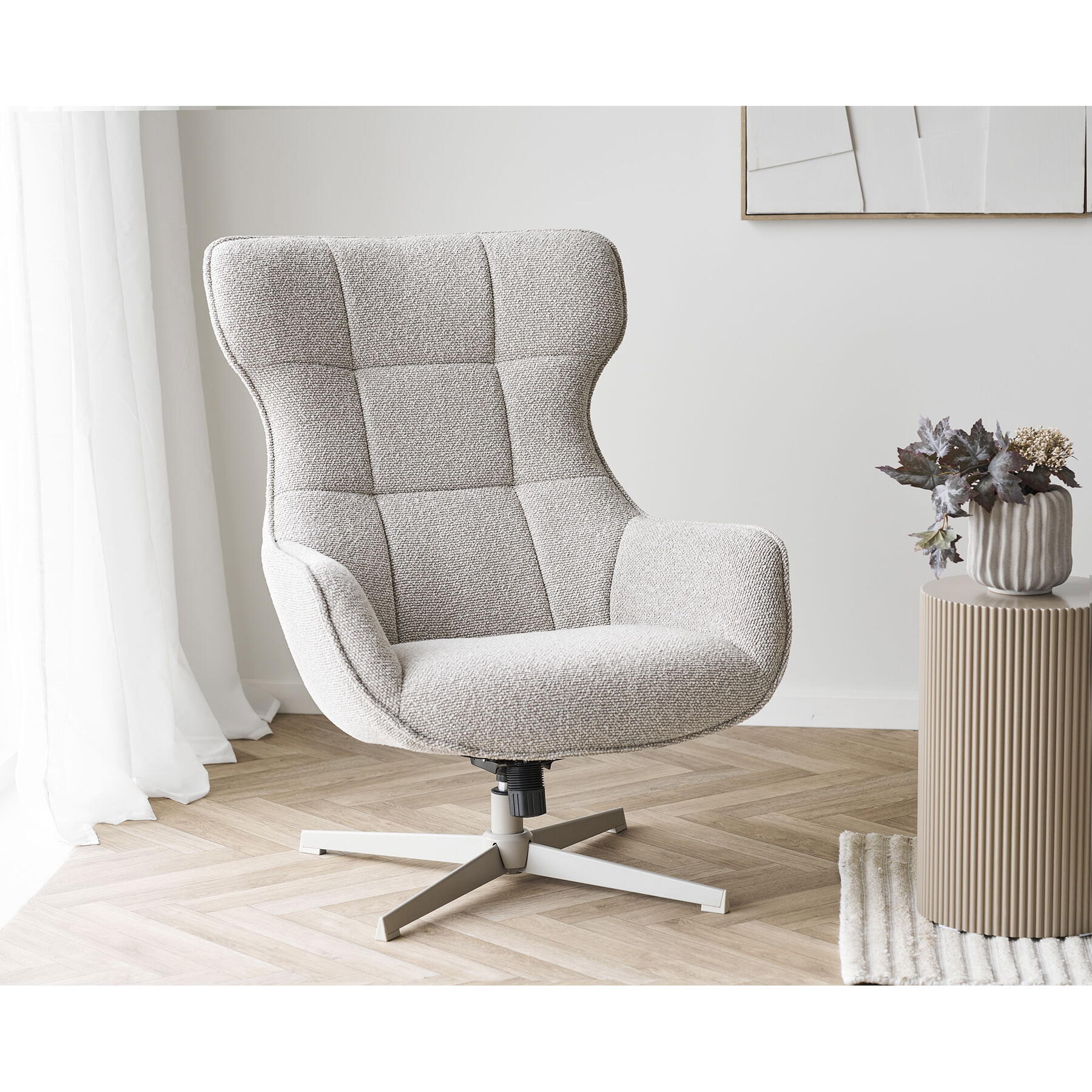 House Nordic - Fauteuil Beige Stof - Draaibaar - Turin