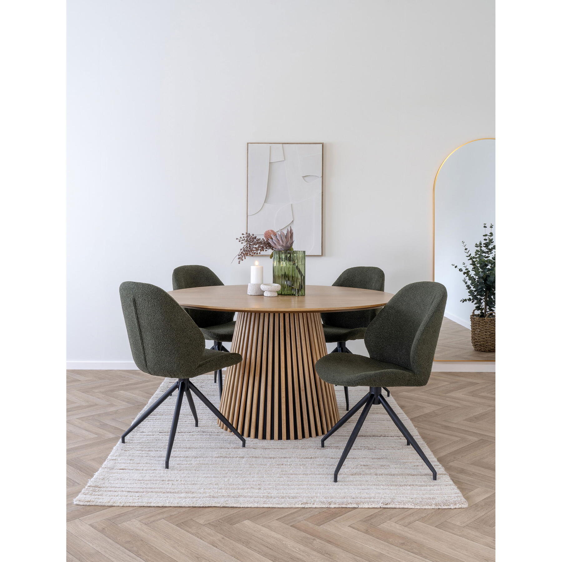 House Nordic Monte Carlo Groen Bouclé Draaistoel set van 2