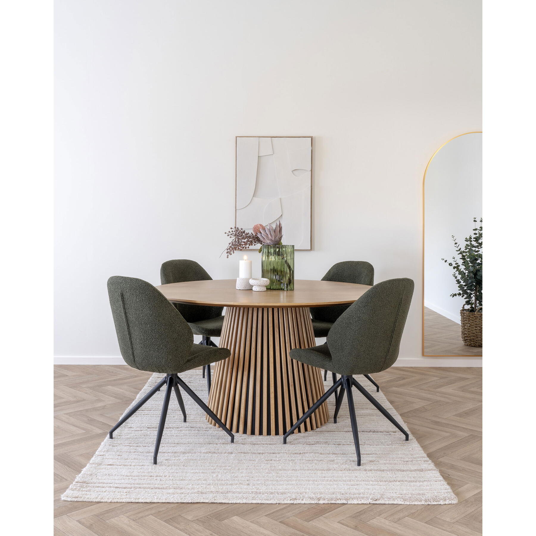 House Nordic Monte Carlo Groen Bouclé Draaistoel set van 2