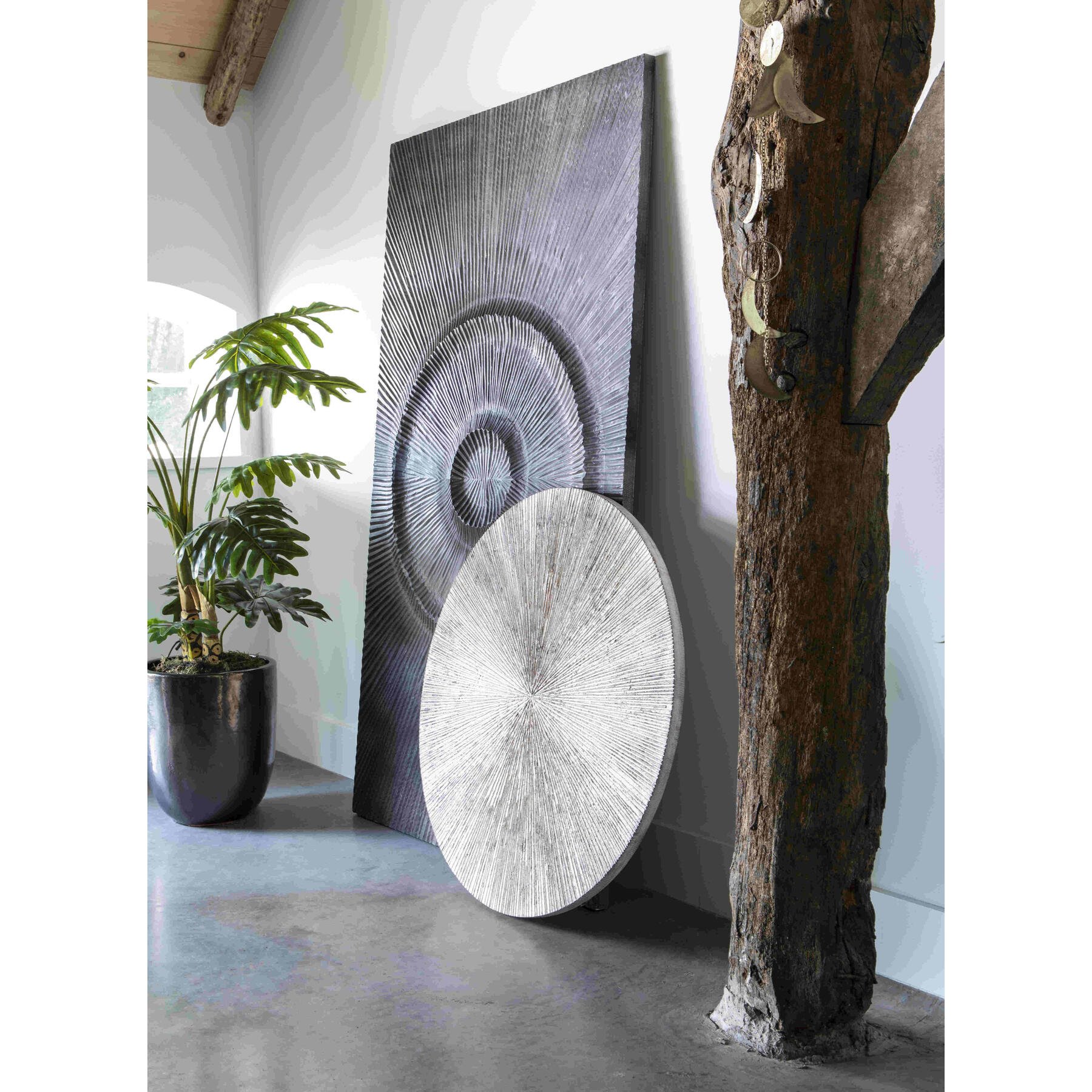 PTMD Zapp geribbeld rond wandpaneel wit
