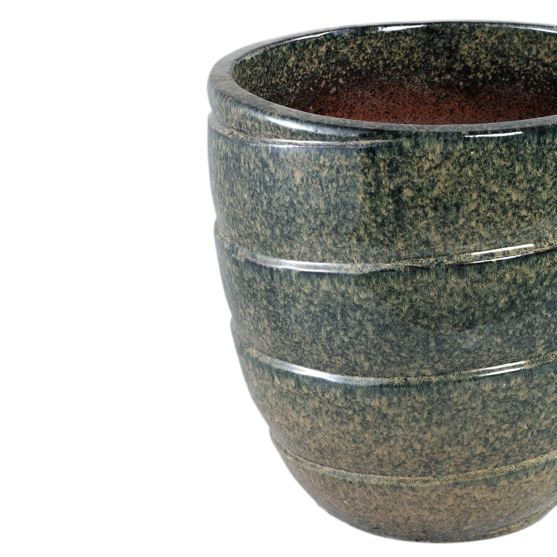 PTMD Bloempot Brennen - 43x43x44 cm - Keramiek - Groen - Set van 3