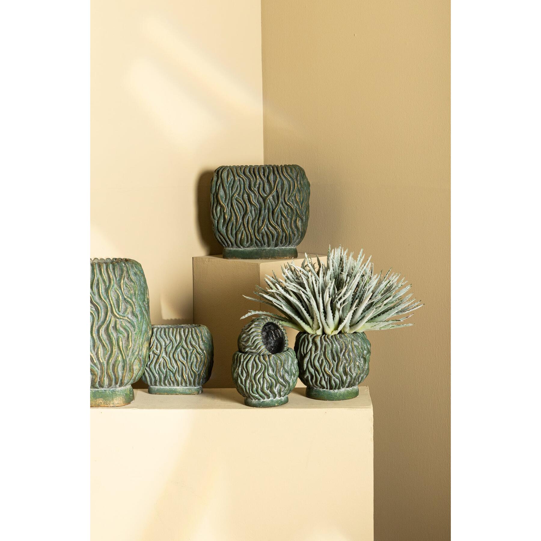 PTMD Brendan Bloempot - 30x15x28 cm - Cement - Groen