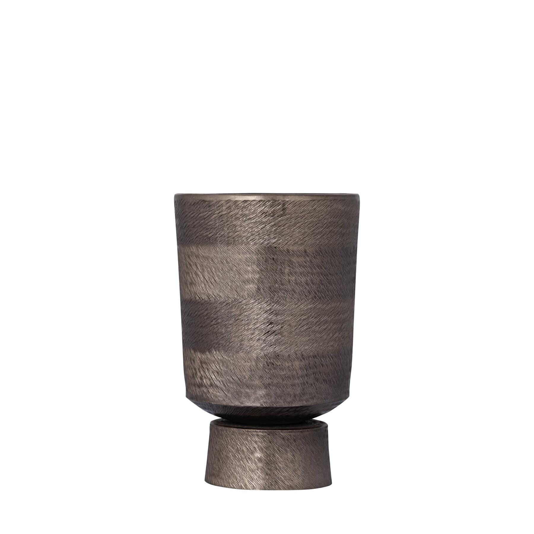 PTMD Bloempot Erga - 19x19x30 cm - Aluminium - Zwart