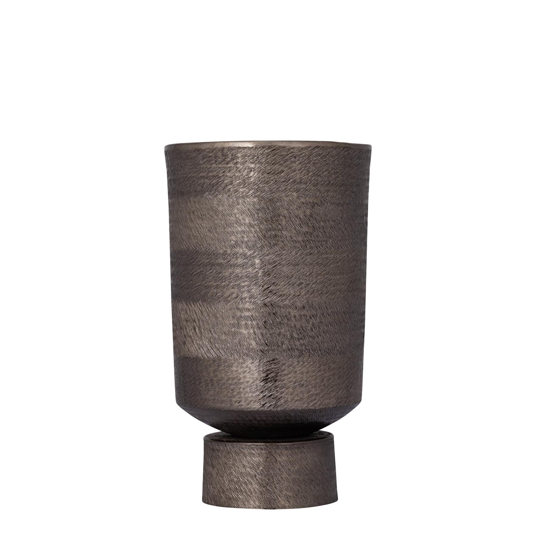 PTMD Bloempot Erga - 24x24x40 cm - Aluminium - Zwart