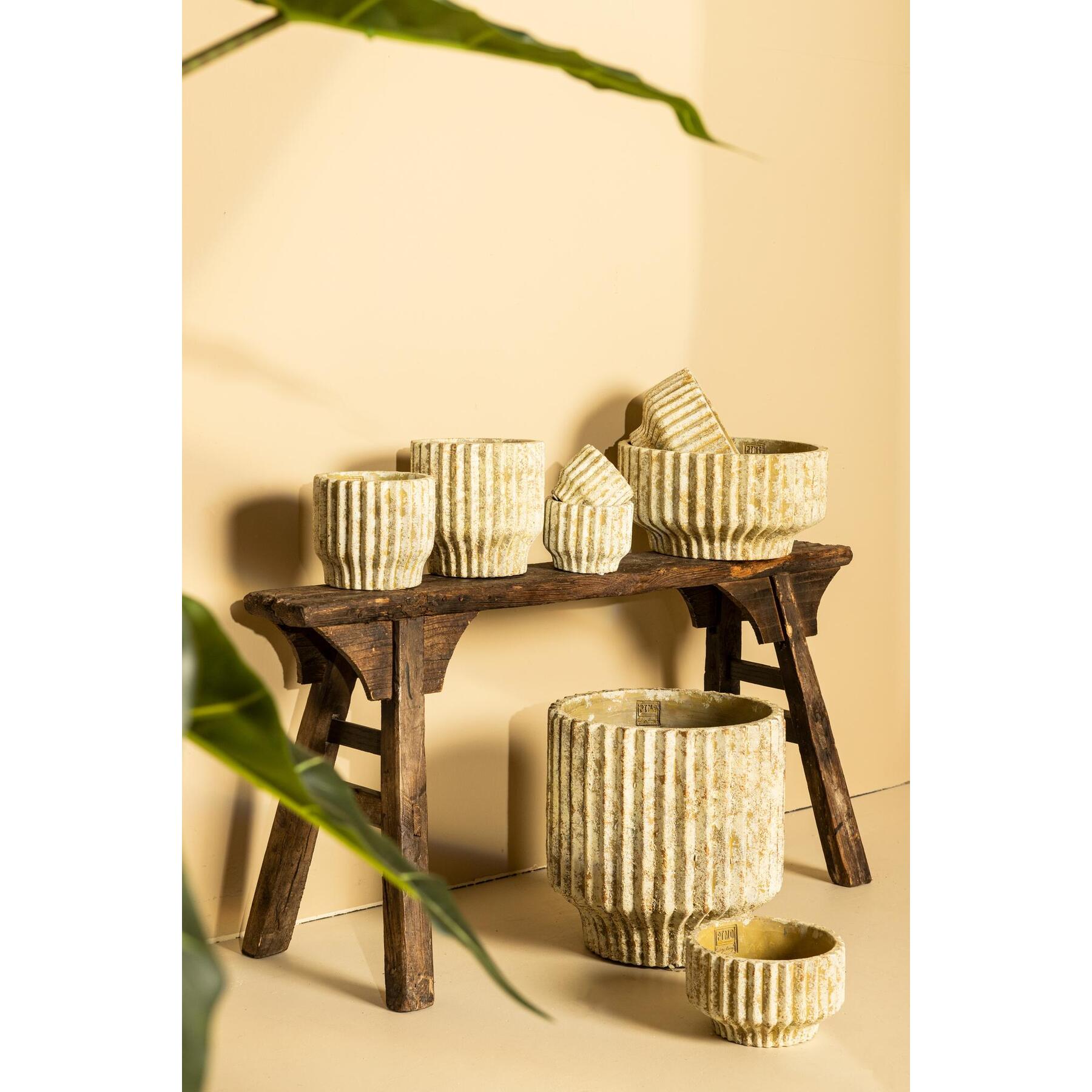 PTMD Gabriel Bloempot - 40x40x40 cm - Keramiek - Creme