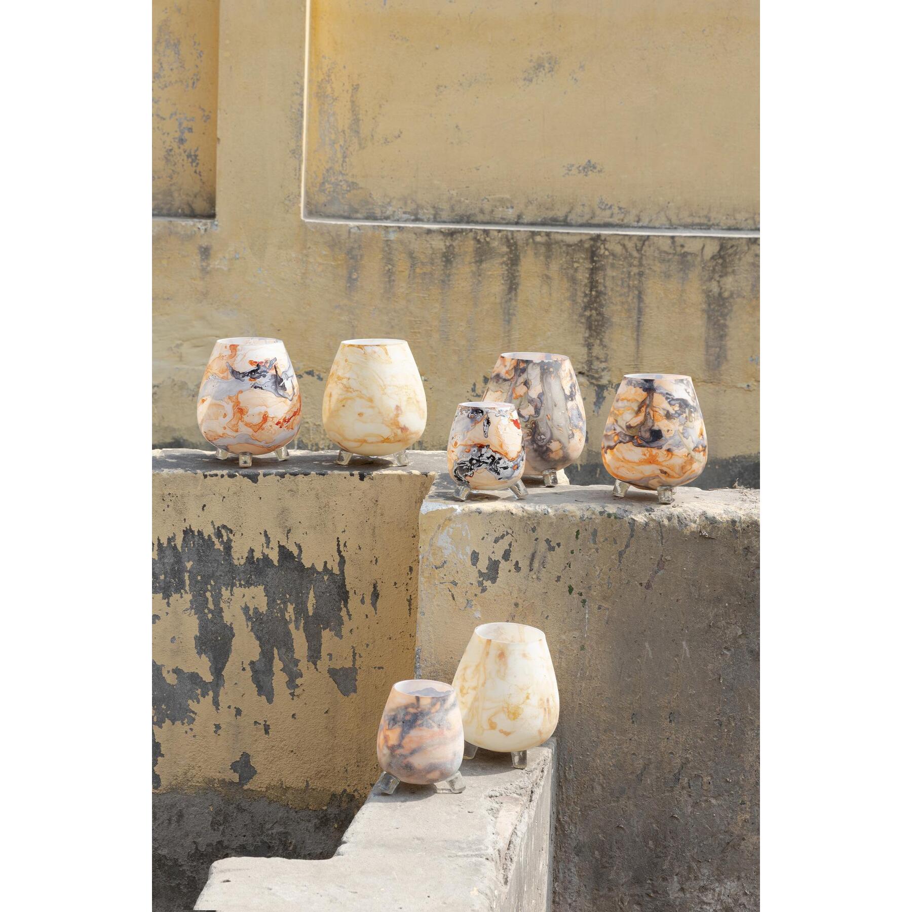 PTMD Windlicht Jamillia - 19x19x21 cm - Glas - Geel