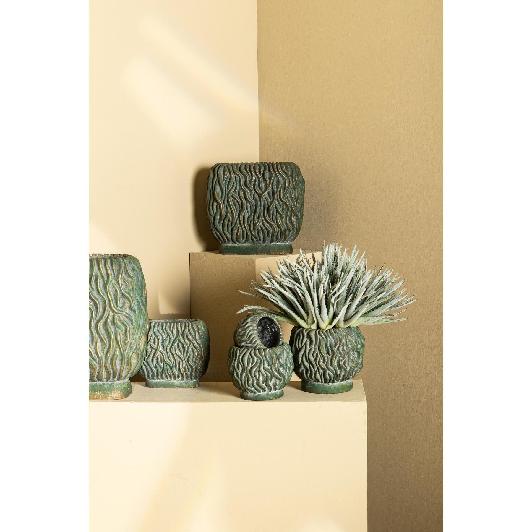 PTMD Brendan Bloempot - 30x15x28 cm - Cement - Groen