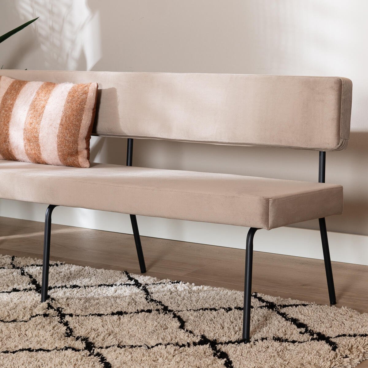 Bronx71 Velvet eetkamerbank Espen taupe 190 cm