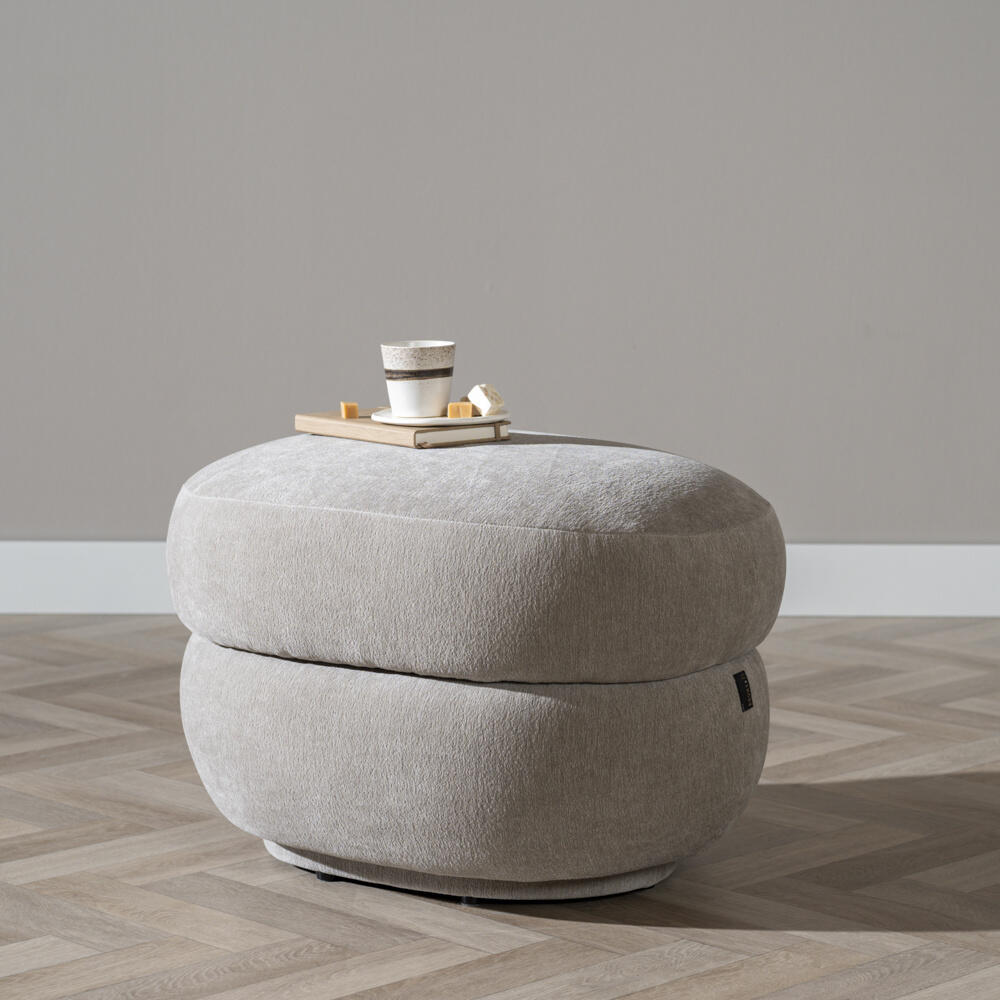 Bronx71 Hocker Mia ovaal chenille taupe