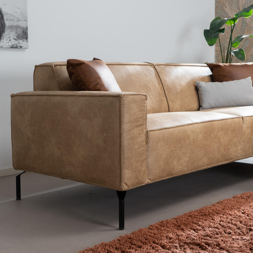 Bronx71 Industriële bank 3-zits Kansas eco-leer beige