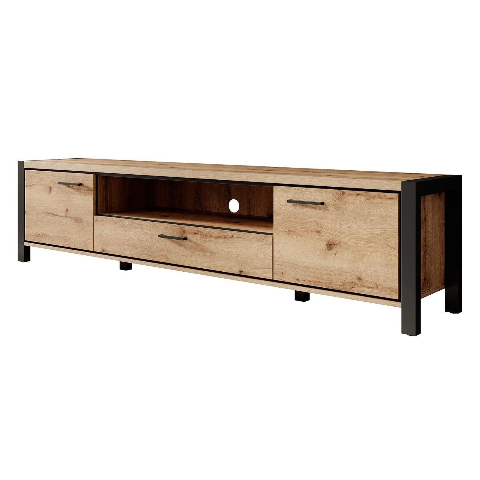 Meubella - TV-Meubel Acapulco - Eiken - Zwart - 210 cm