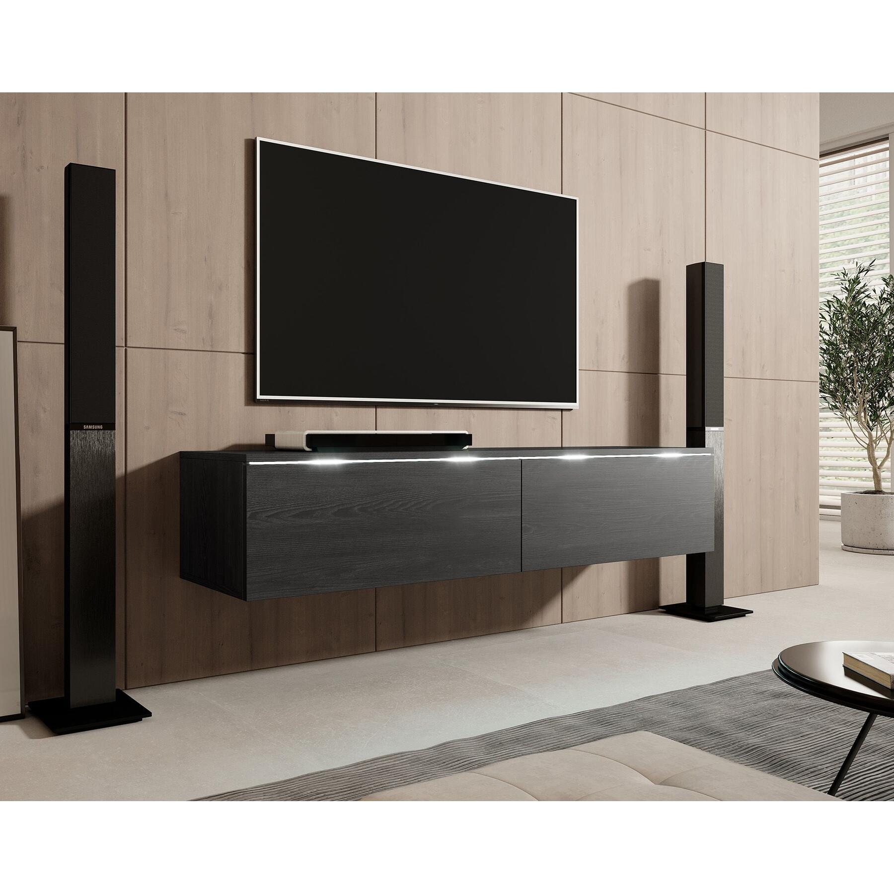 Meubella - TV-Meubel Dixon - Zwart eiken - 140 cm