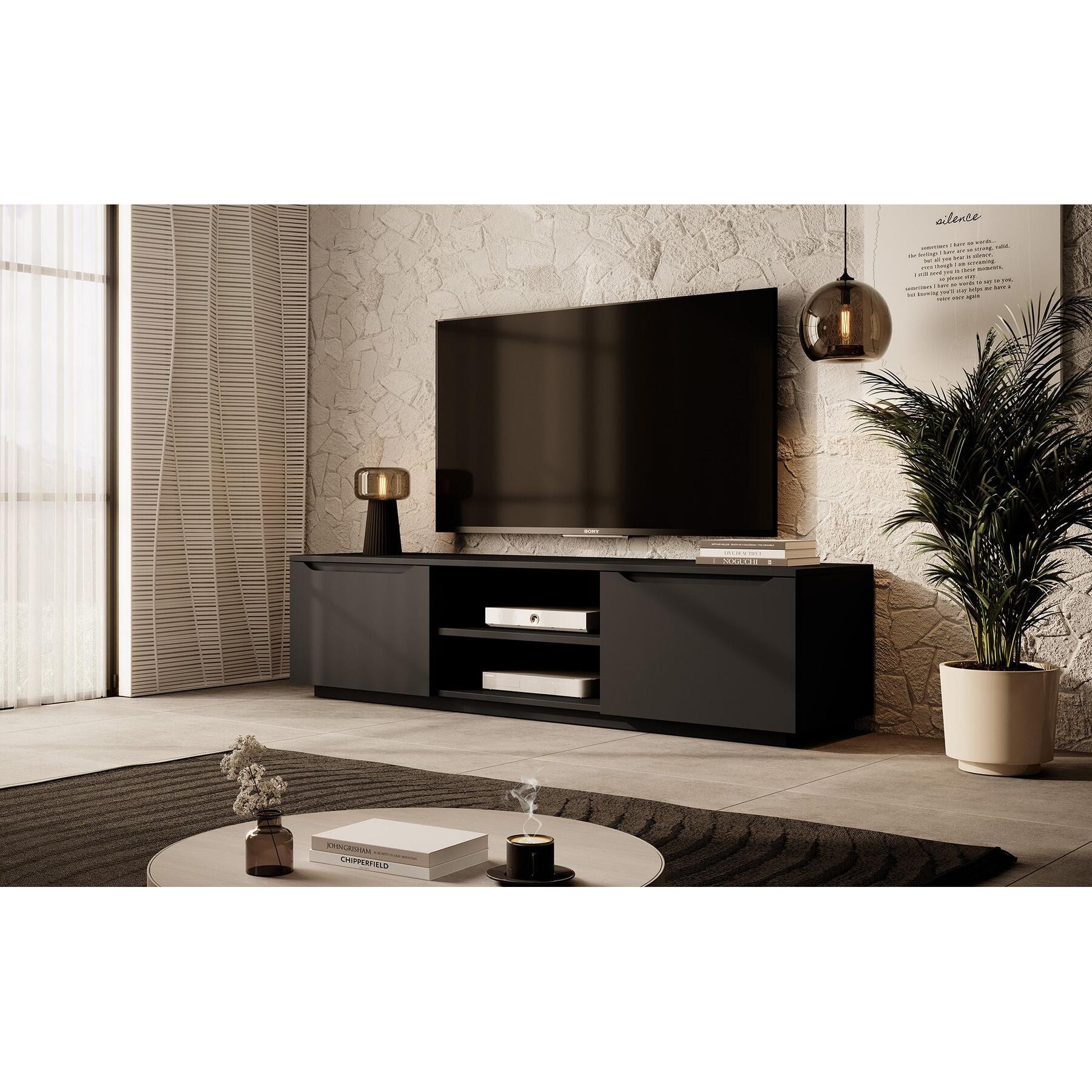 Meubella - TV-Meubel Fairmont - Mat zwart - 160 cm
