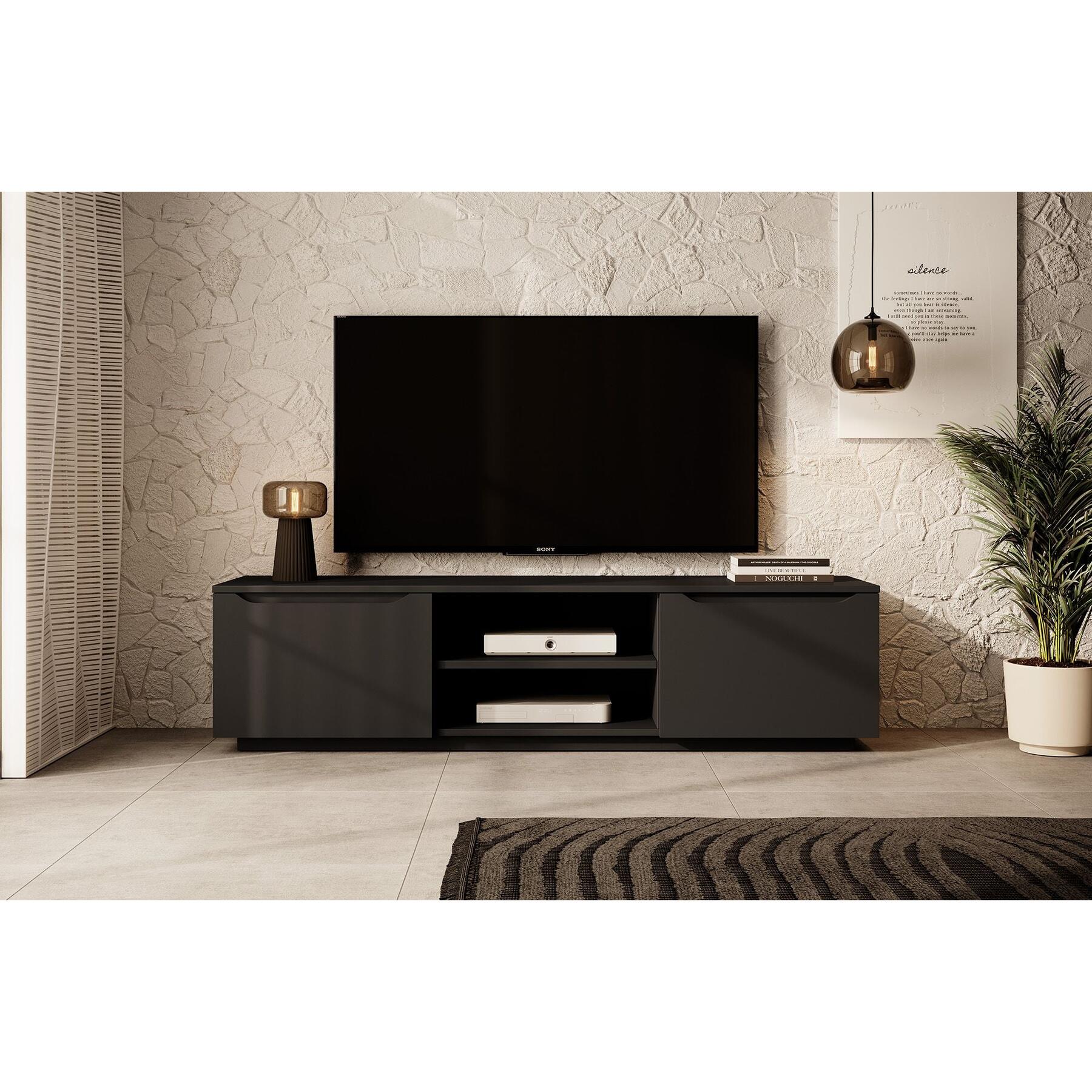 Meubella - TV-Meubel Fairmont - Mat zwart - 160 cm