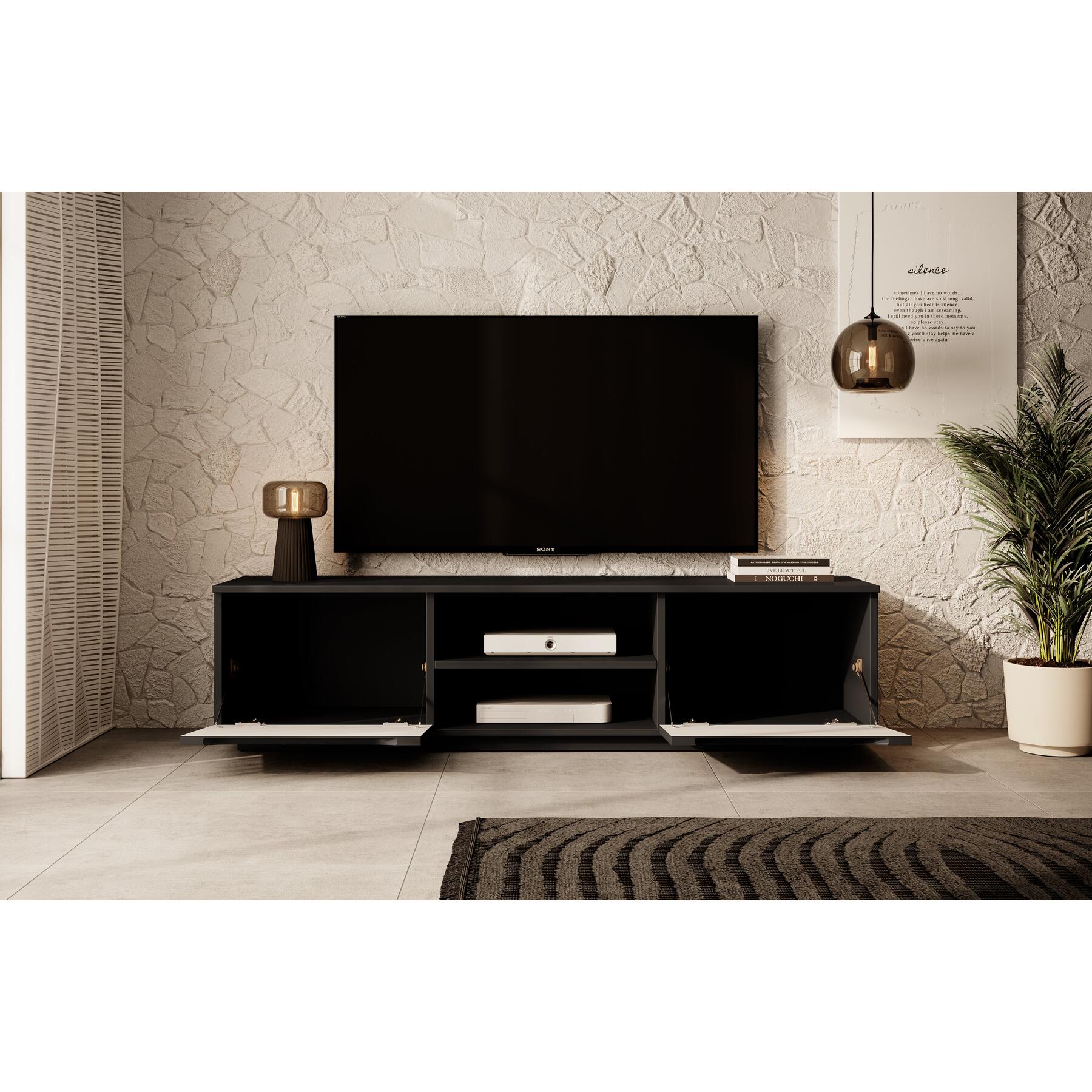 Meubella - TV-Meubel Fairmont - Mat zwart - 160 cm