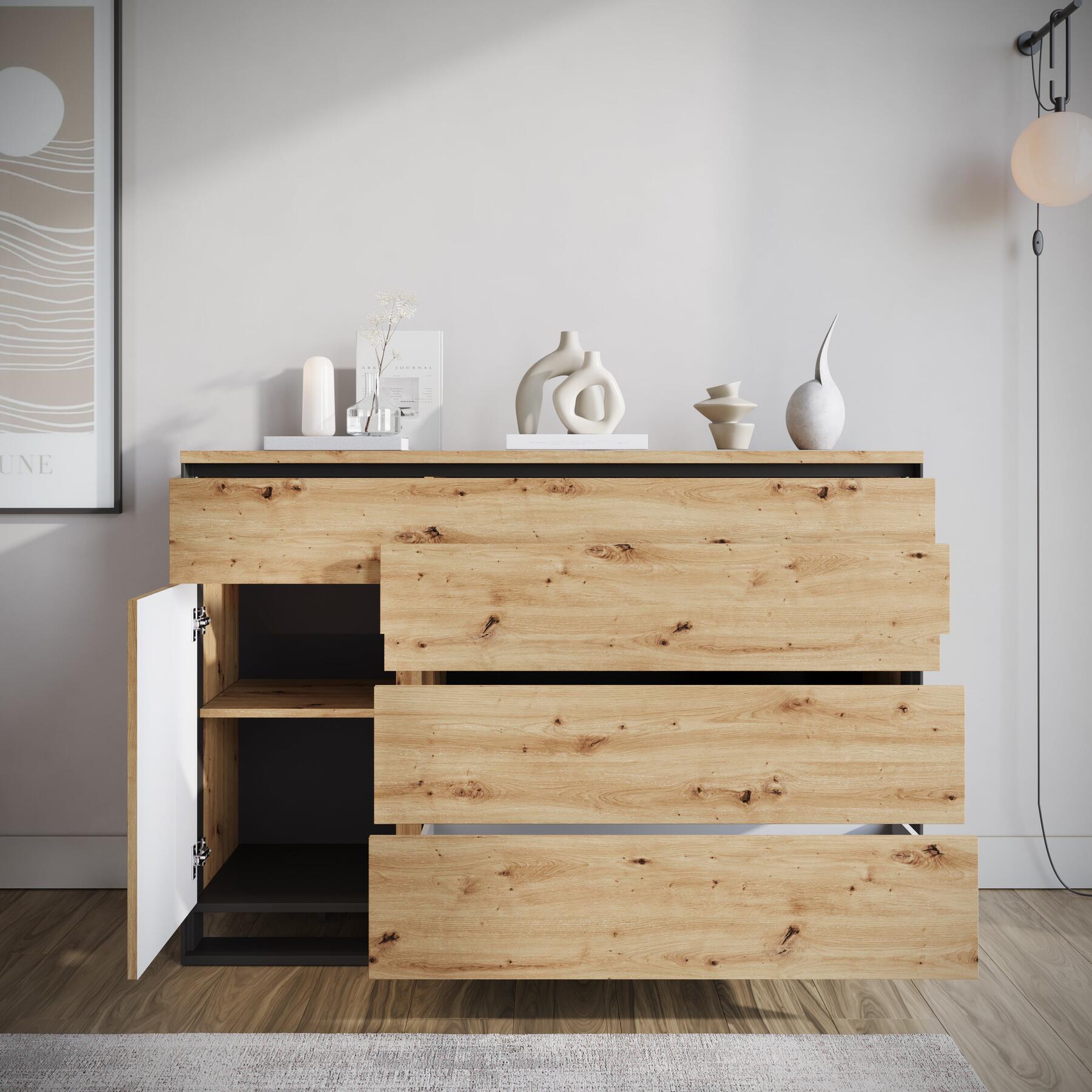 Meubella - Dressoir Quincy - Eiken - 130 cm