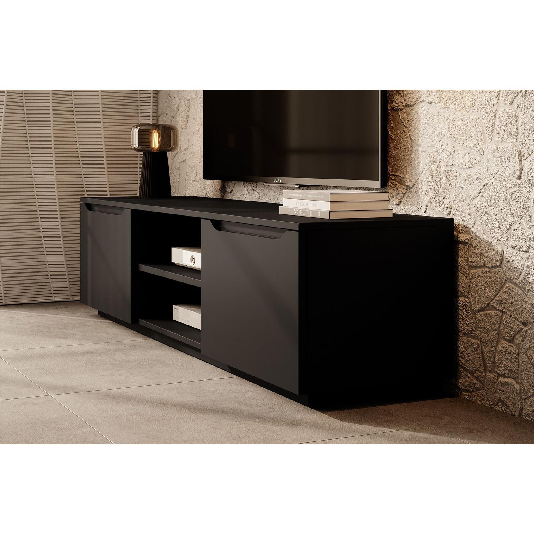 Meubella - TV-Meubel Fairmont - Mat zwart - 160 cm