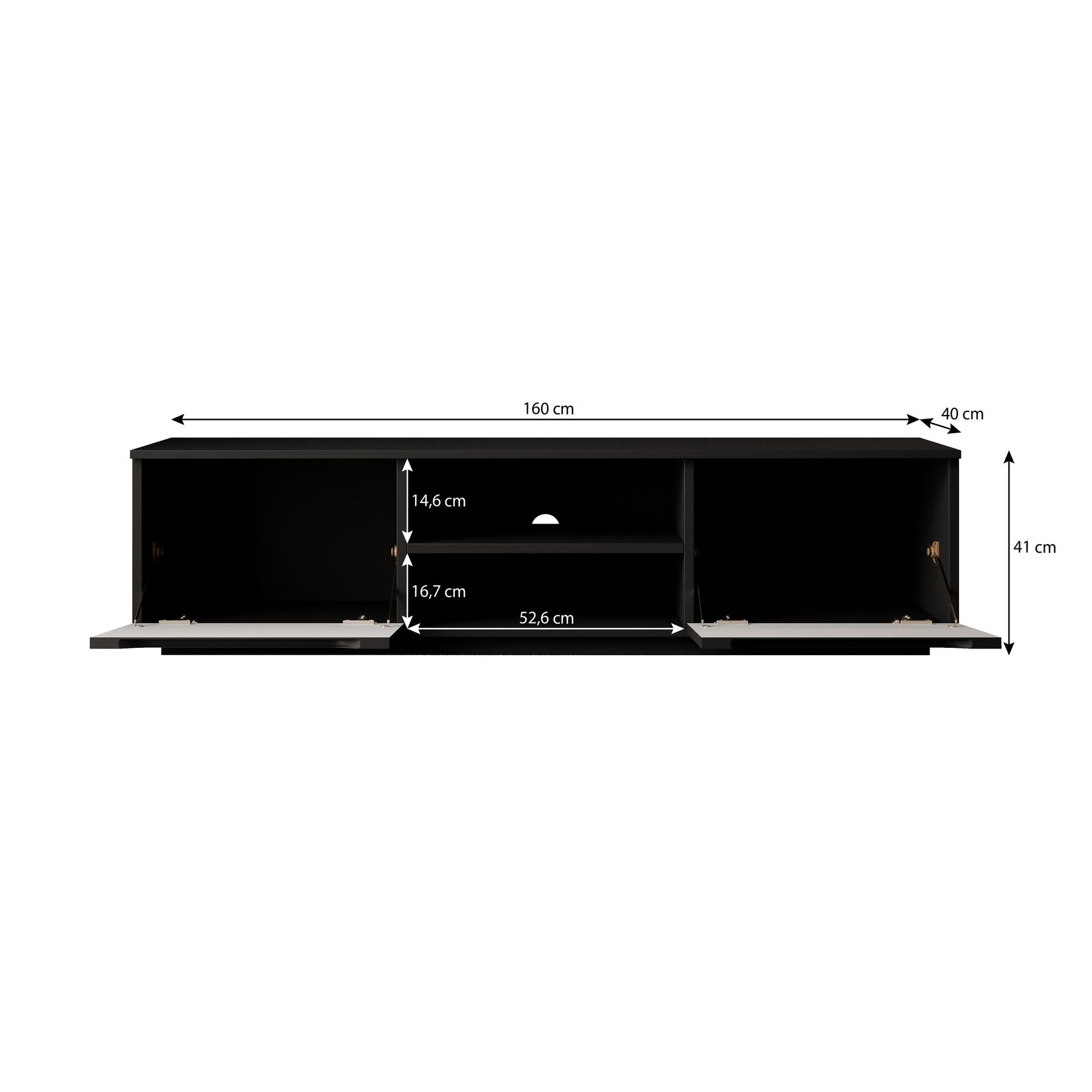 Meubella - TV-Meubel Fairmont - Mat zwart - 160 cm