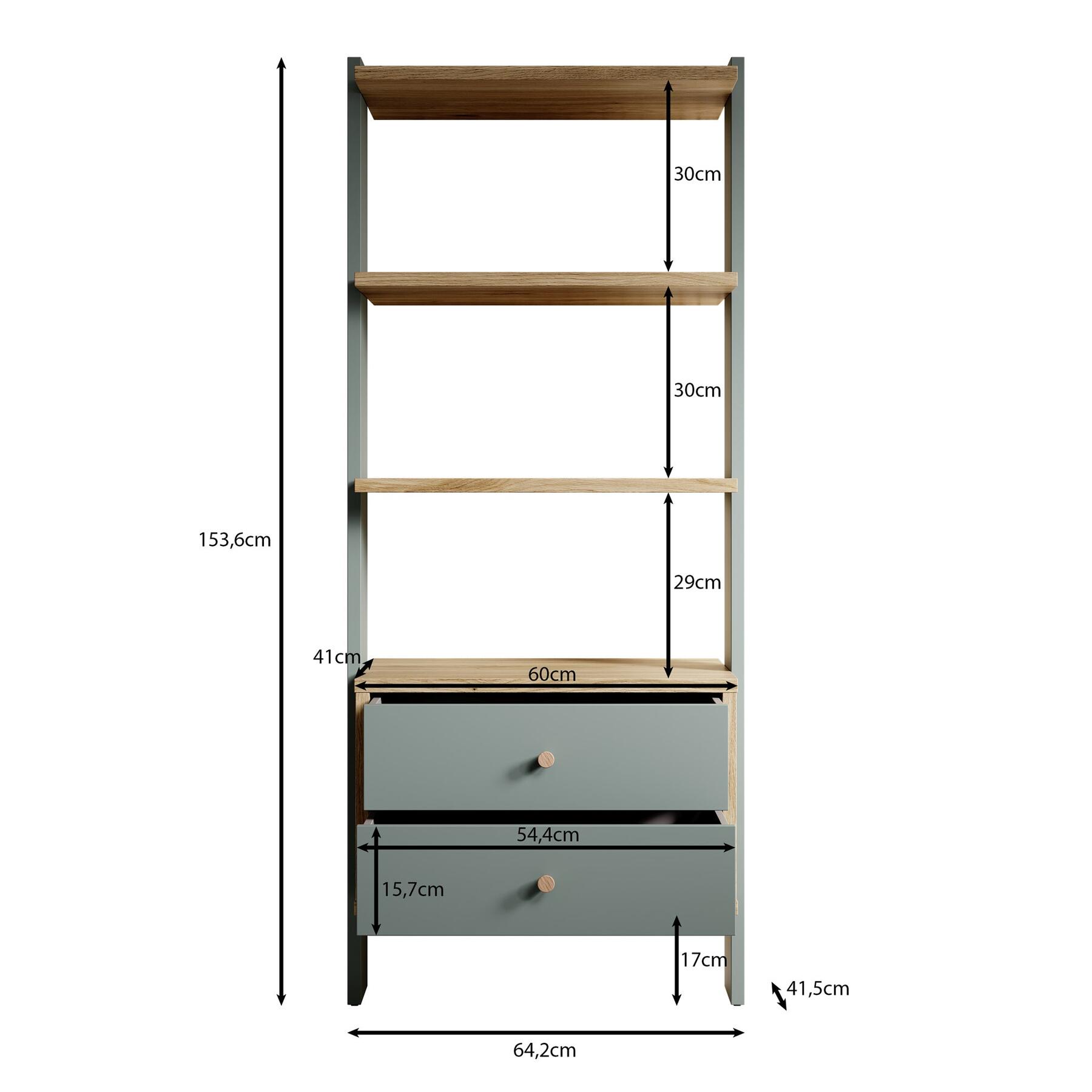 Meubella Boekenkast Wally - Groen - 64 cm