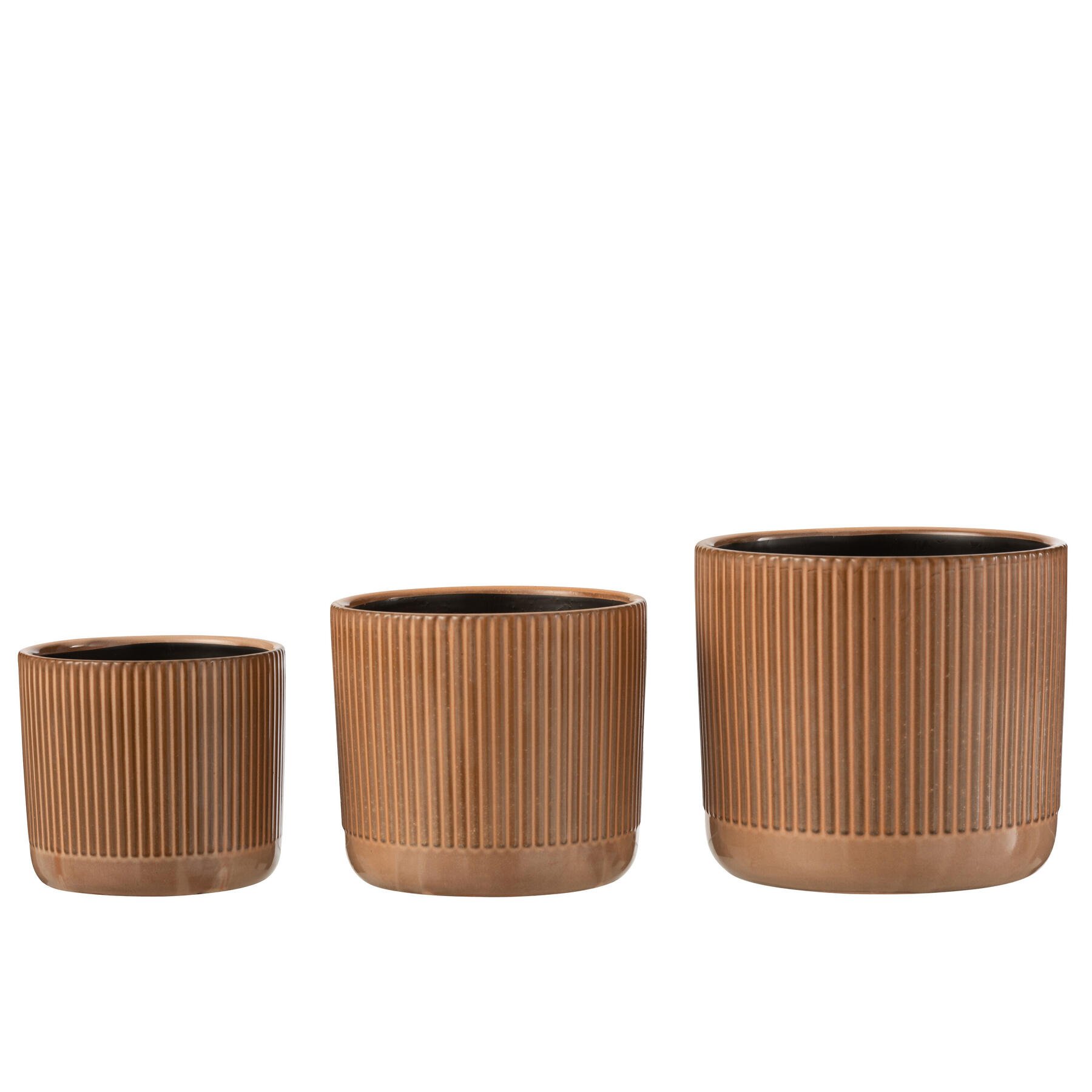 J-Line bloempot Lijn - keramiek - oranje|beige - large - Ø 17.5 cm
