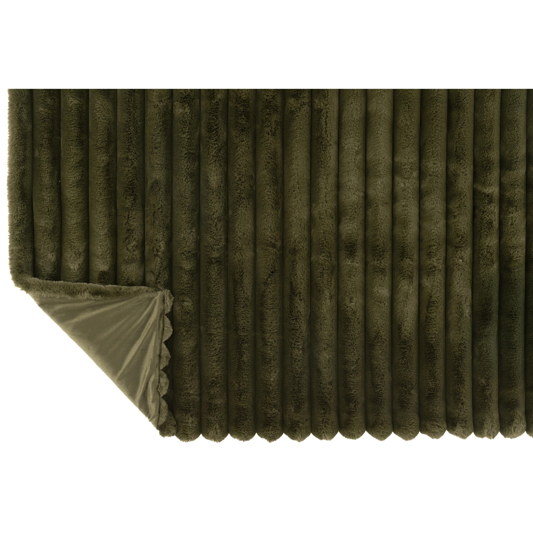 J-Line plaid Large Corduroy - polyester - donkergroen - 180 x 130 cm