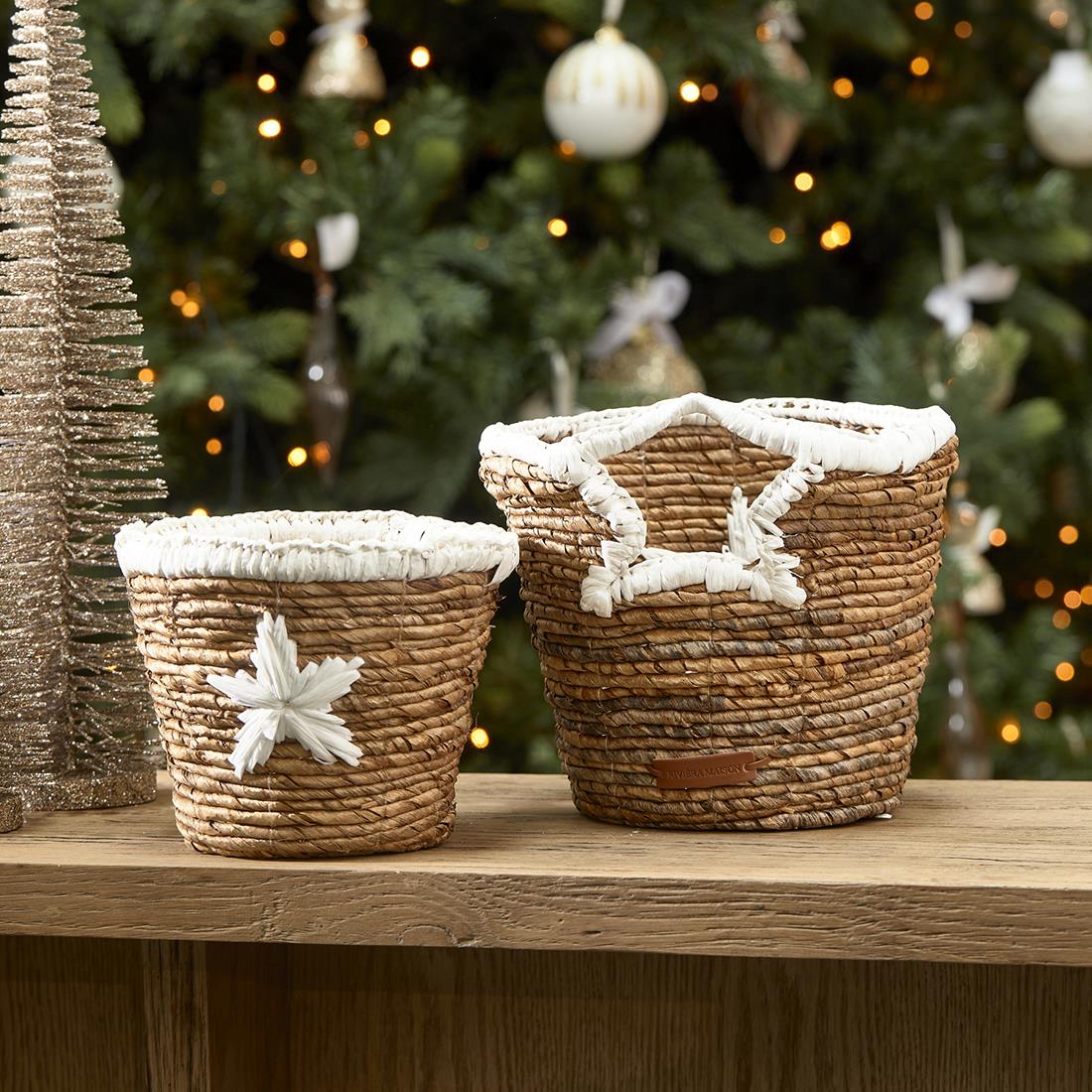 Riviera Maison Opbergmand Bruin, Rieten mand - RM Étoiles Mini 2 stuks