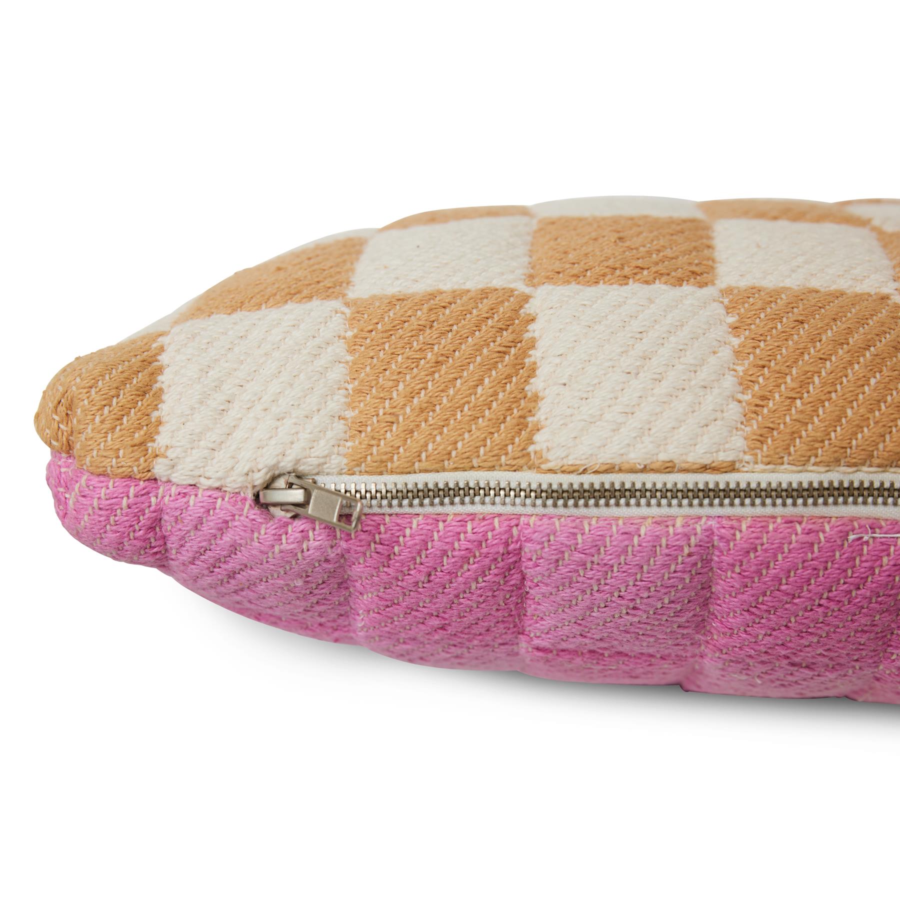 HKliving Checkered Sierkussen 38 x 48 cm - Grapefruit
