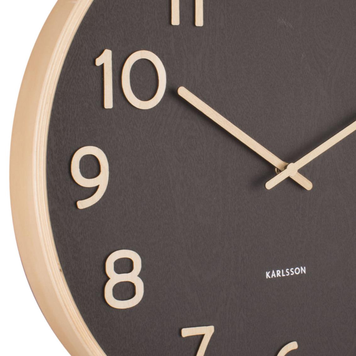 Karlsson Pure Wood Grain Klok - Zwart