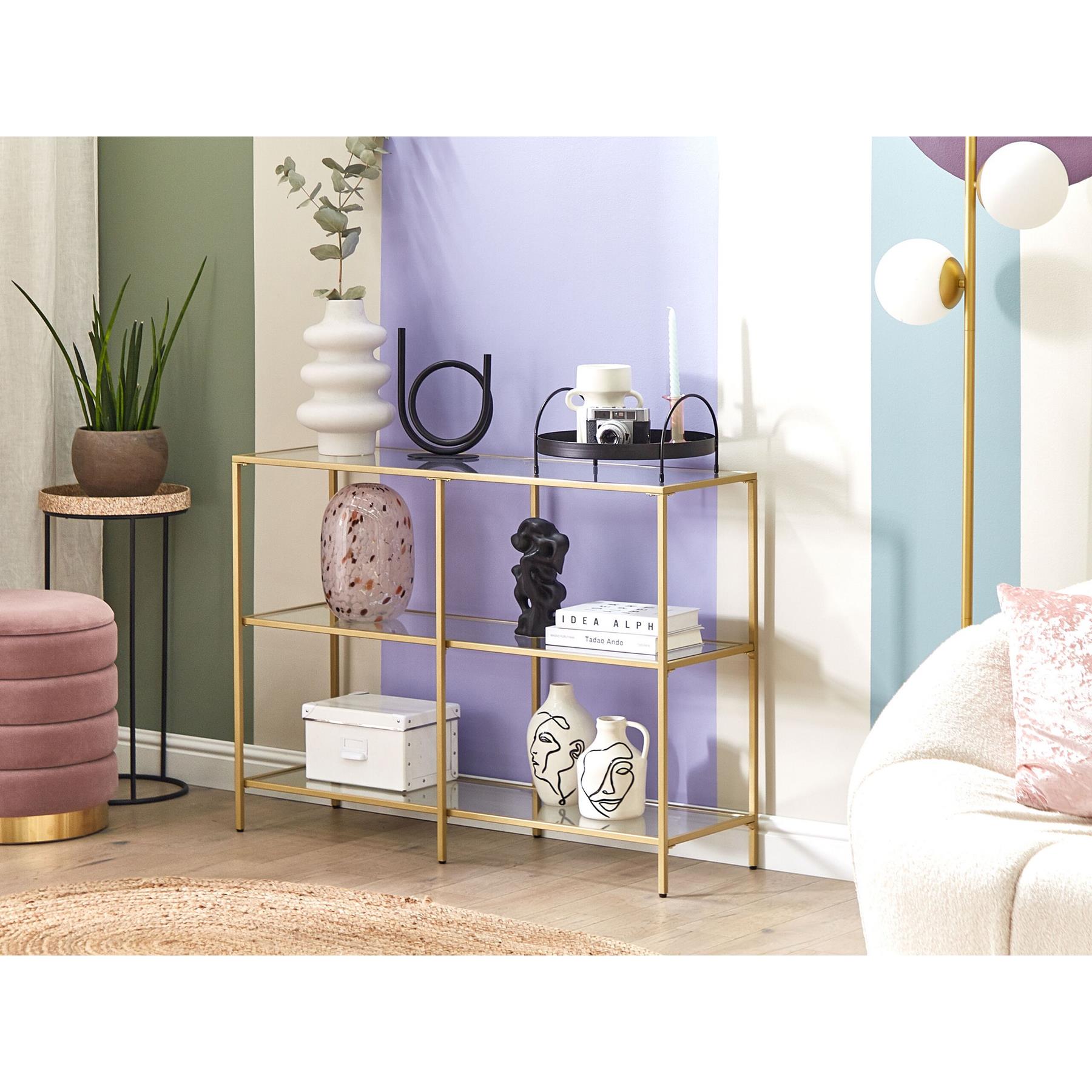 Beliani - ORETTA - Consoletafel - Goud - Veiligheidsglas