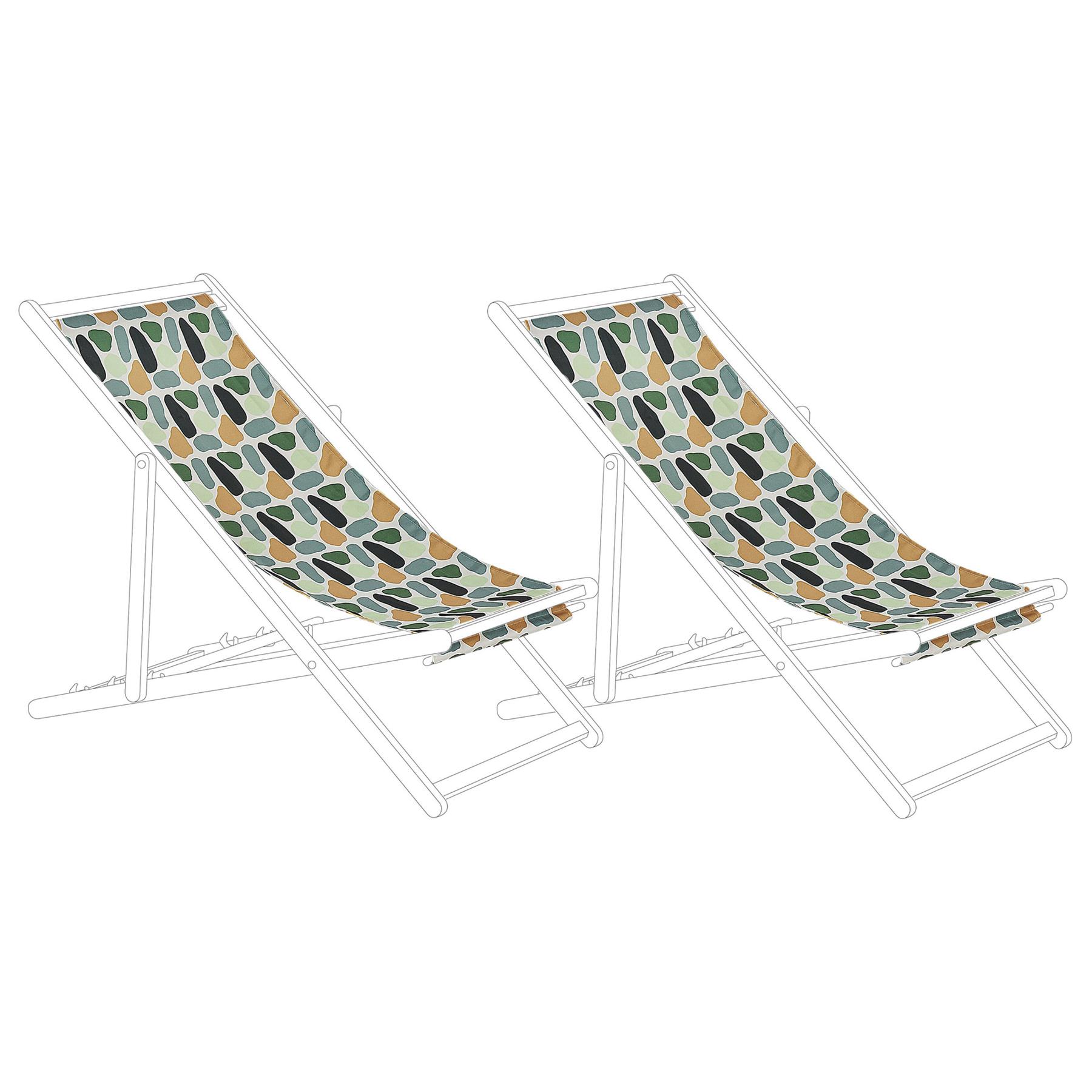 Beliani-ANZIO|AVELLINO-Ligstoel doek set van 2-Geometrisch-Polyester