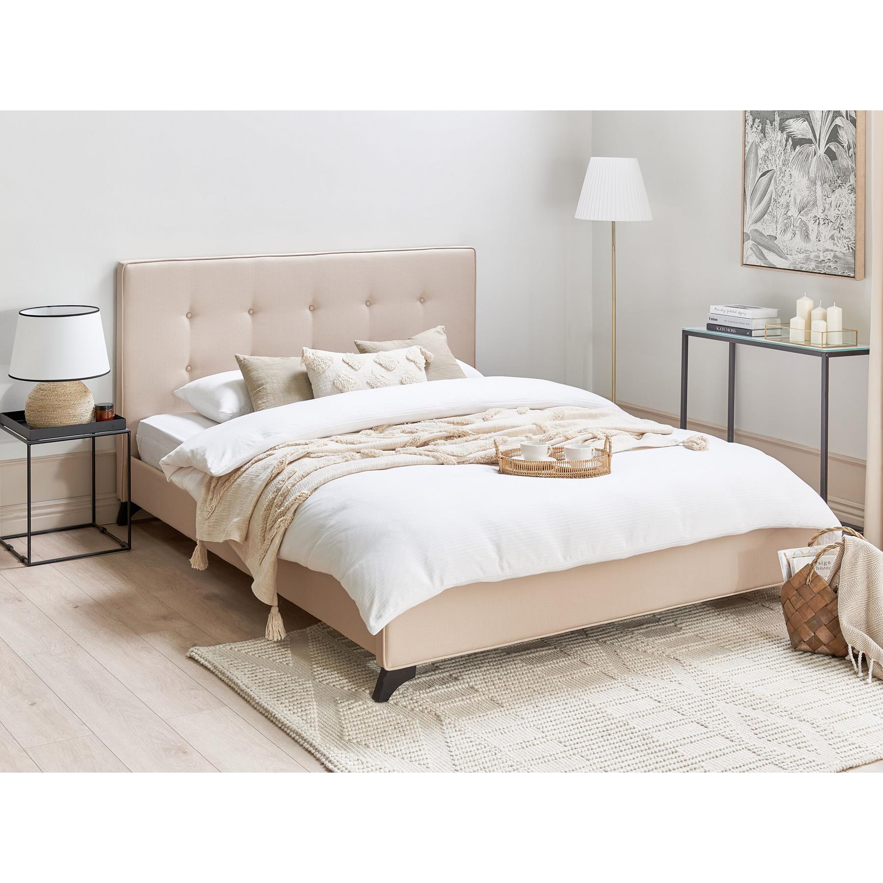 Beliani-AMBASSADOR-Tweepersoonsbed-Zwart-160 x 200 cm-Polyester