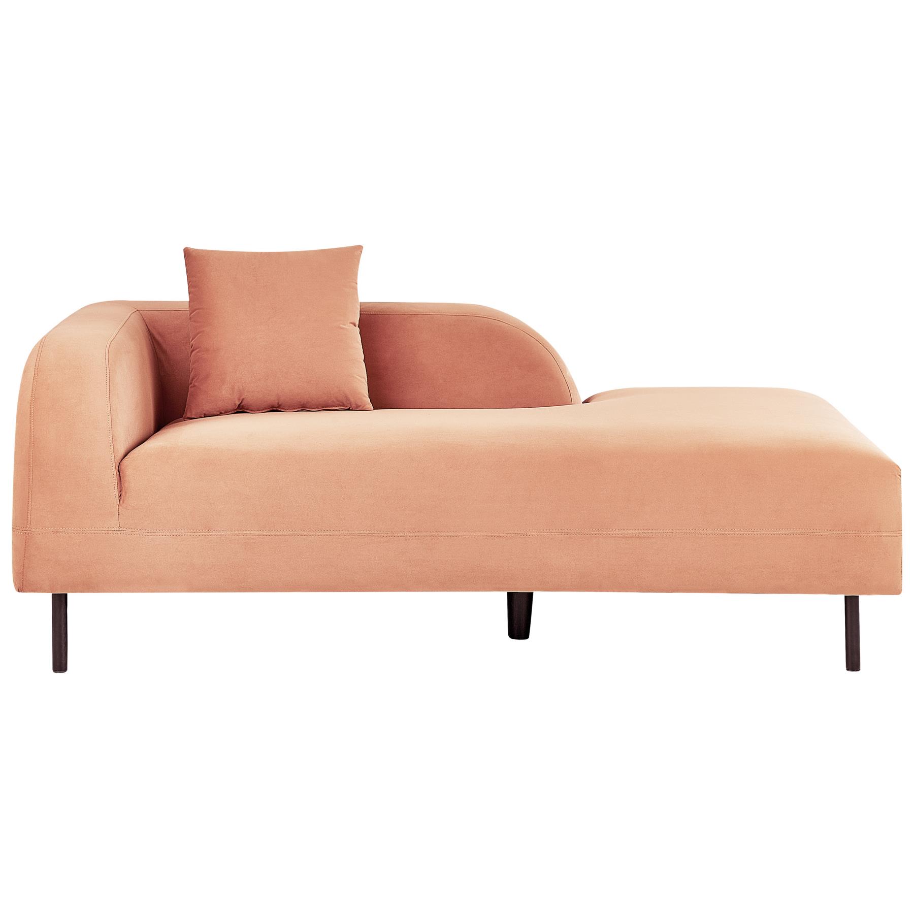 Beliani - LE CRAU - Chaise longue - Perzik - Linkerzijde - Fluweel
