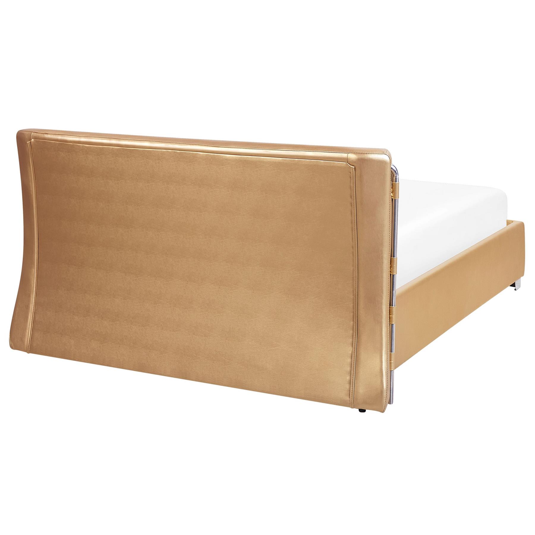 Beliani - PARIS - Tweepersoonsbed - Goud - 180 x 200 cm - Leer