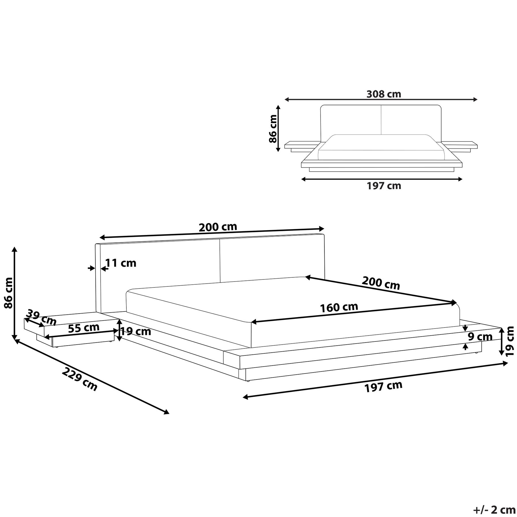 Beliani-ZEN -Tweepersoonsbed LED-Lichte houtkleur-160 x 200 cm-MDF